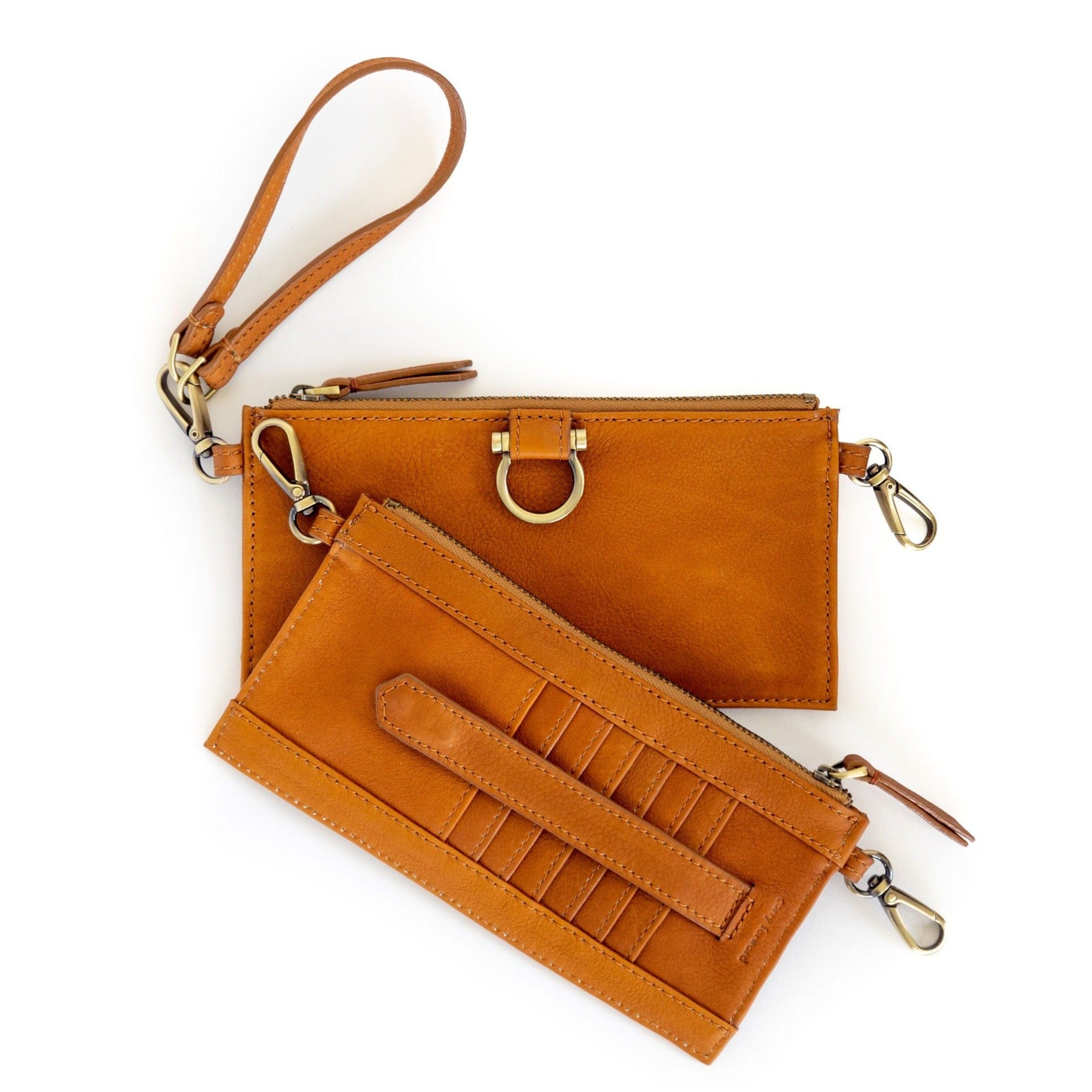 Evelyn Wristlet Wallet - Whisky Raw Leather | Sapahn.