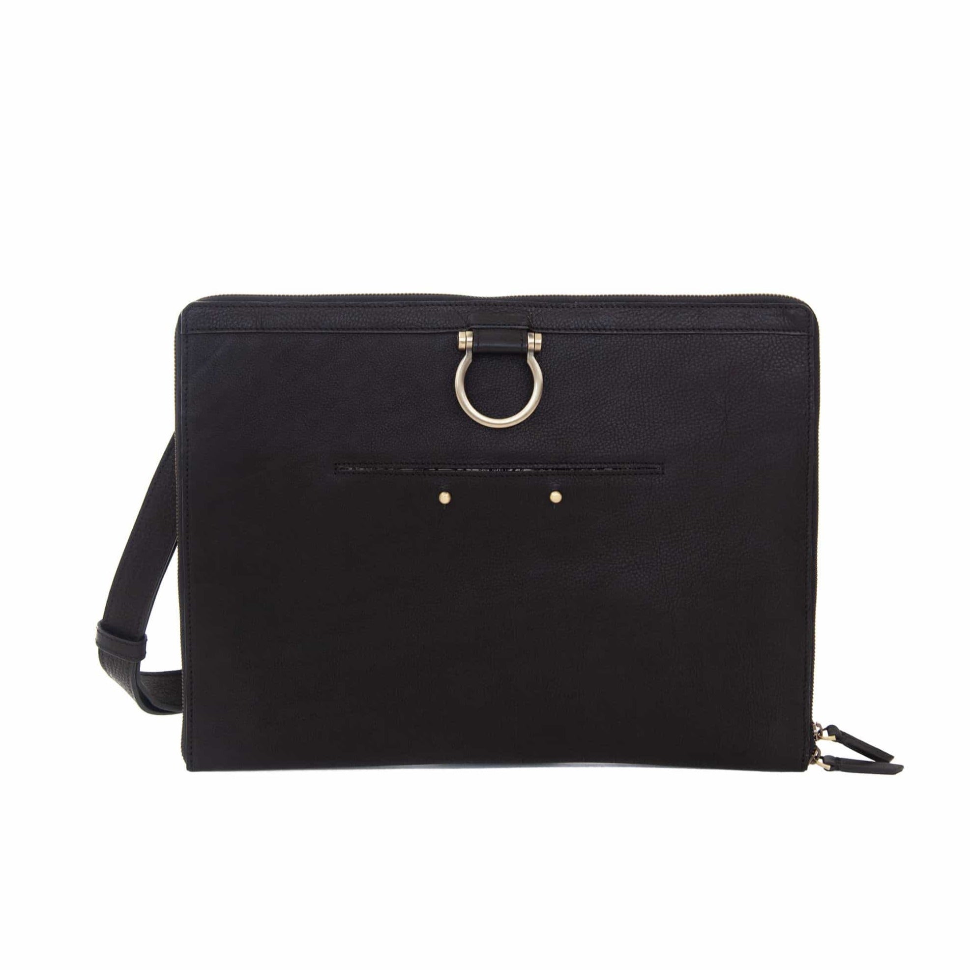 M XL Crossbody - Black Raw Leather | Sapahn.