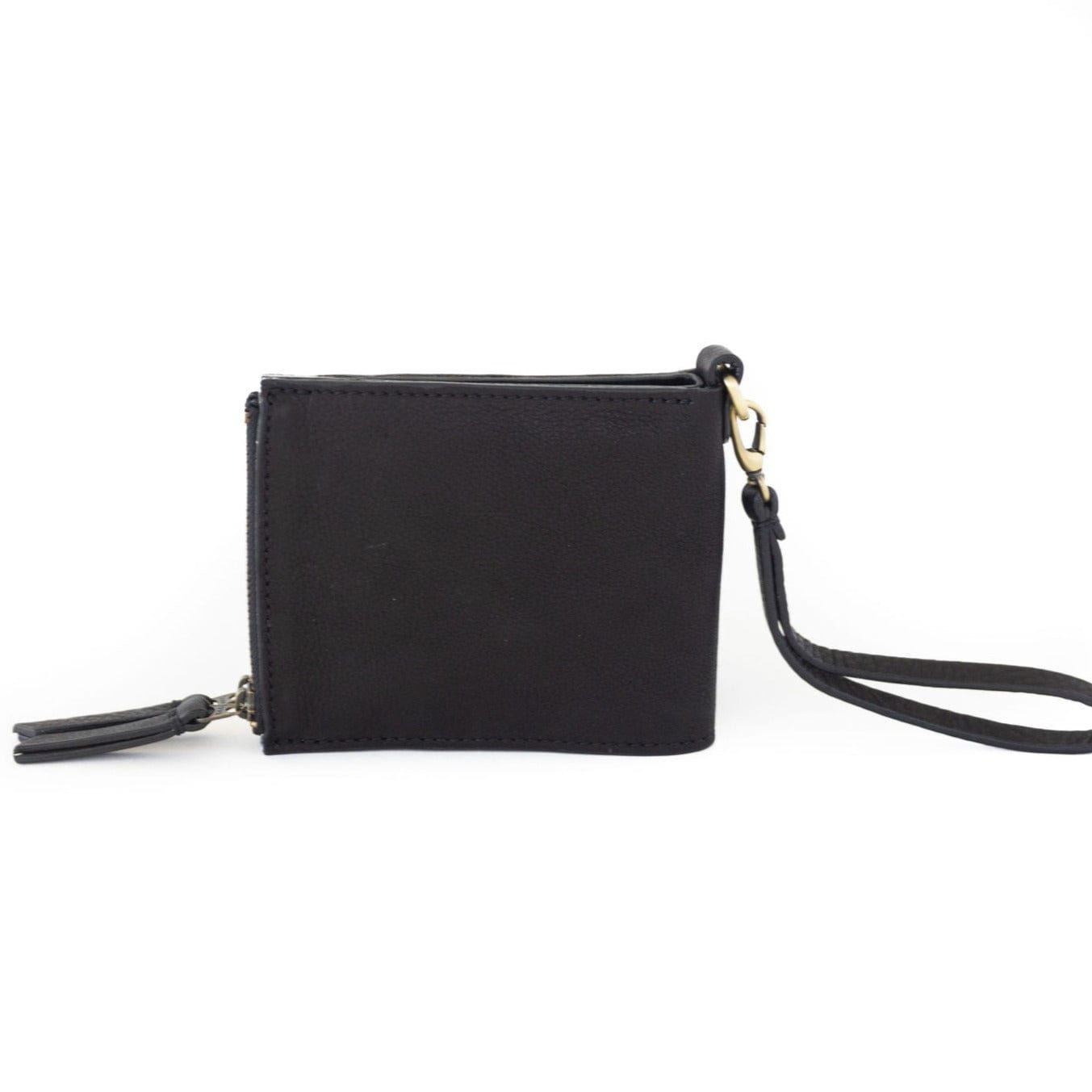 Noelle Wristlet - Black Raw Leather | Sapahn.
