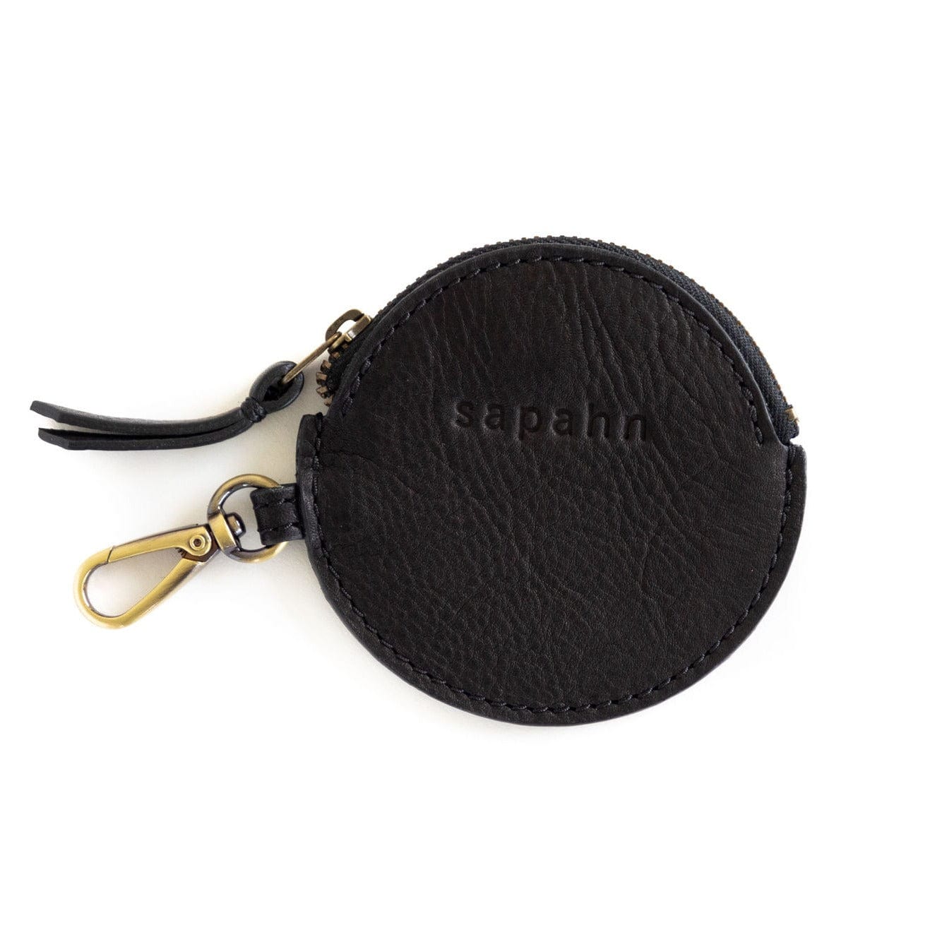 Rose Coin Purse - Black Raw Leather | Sapahn.