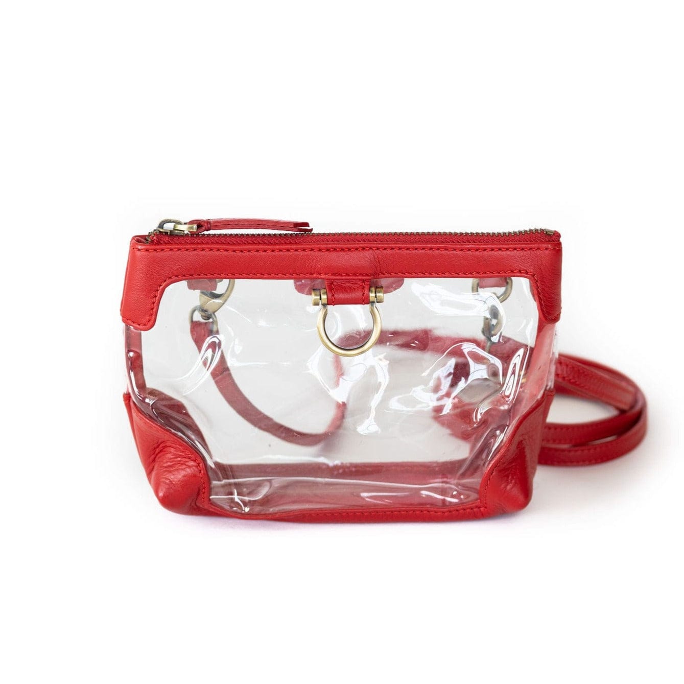 Sharon Mini Clear Crossbody - Chili Pepper Oil Leather | Sapahn.
