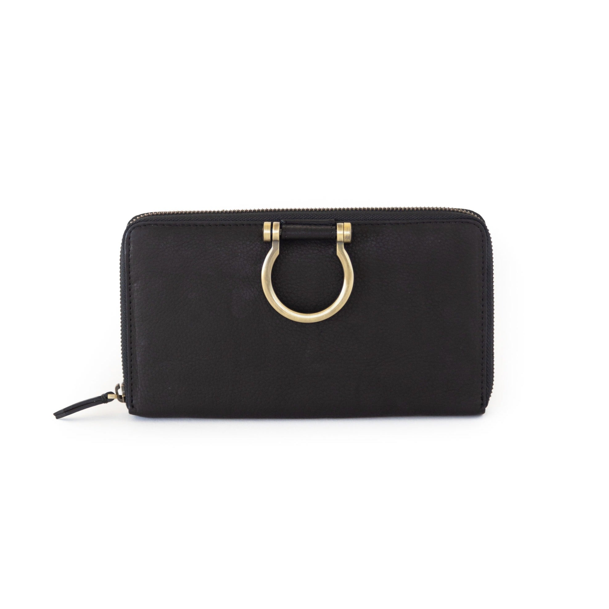 Winnie Jo XL Wallet and Crossbody - Black Raw Leather | Sapahn.