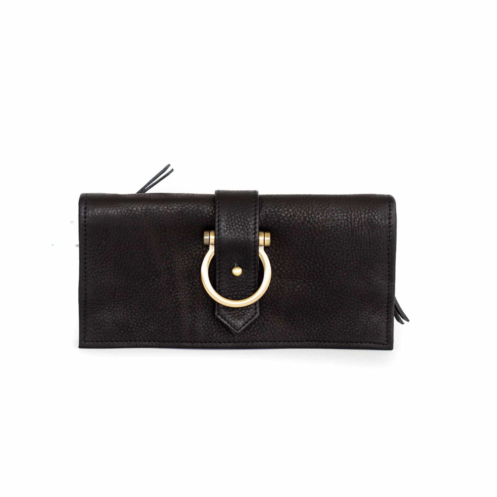 Ciara Crossbody and Wallet - Black Raw Leather | Sapahn.