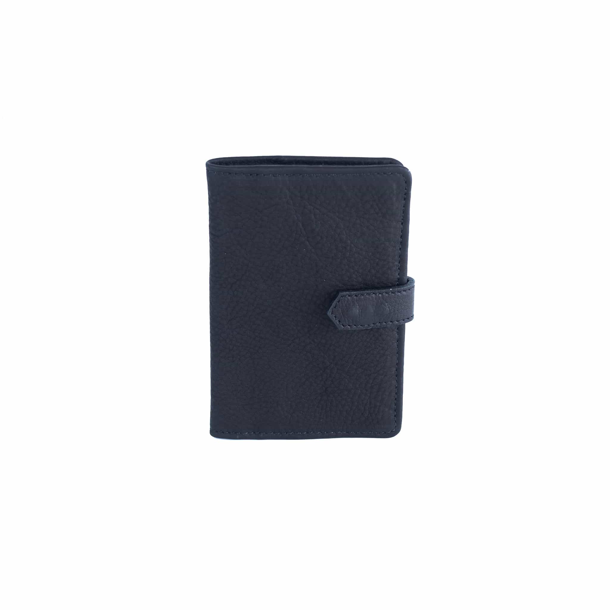 Evita Passport Holder - Black Raw Leather | Sapahn.