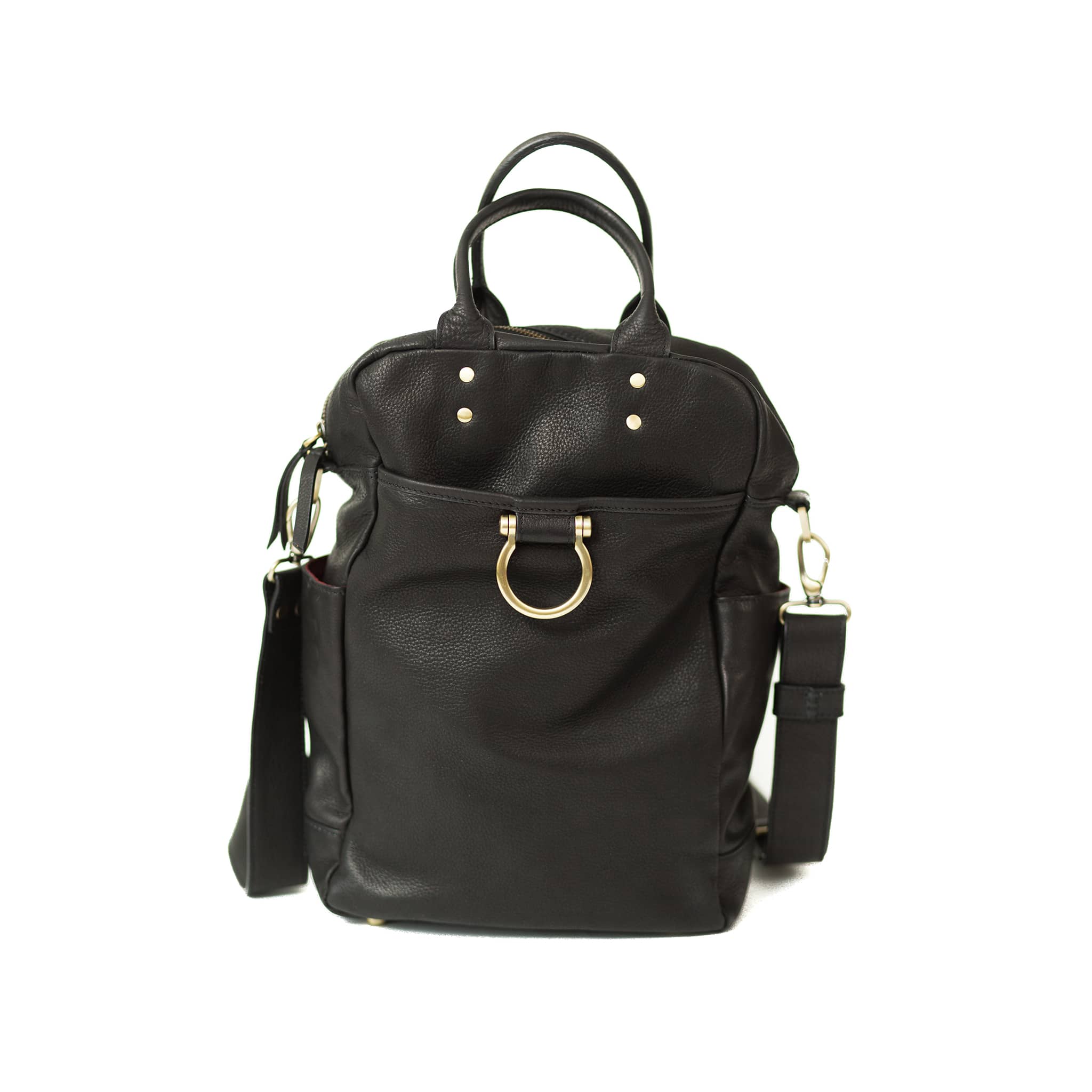 Rodica Backpack Tote - Black Raw Leather | Sapahn.