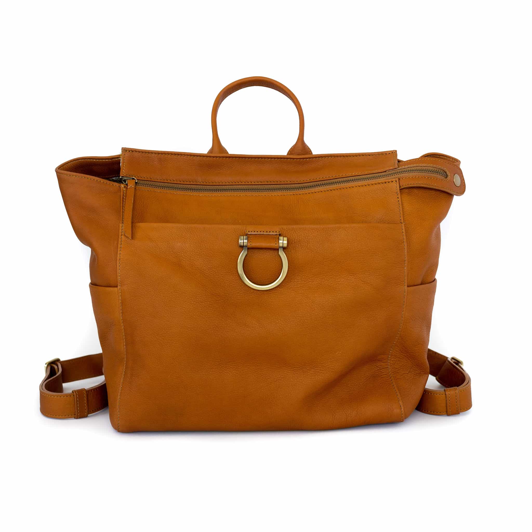 Natasha Convertible Backpack and Crossbody Bag - Whisky Raw Leather | Sapahn.