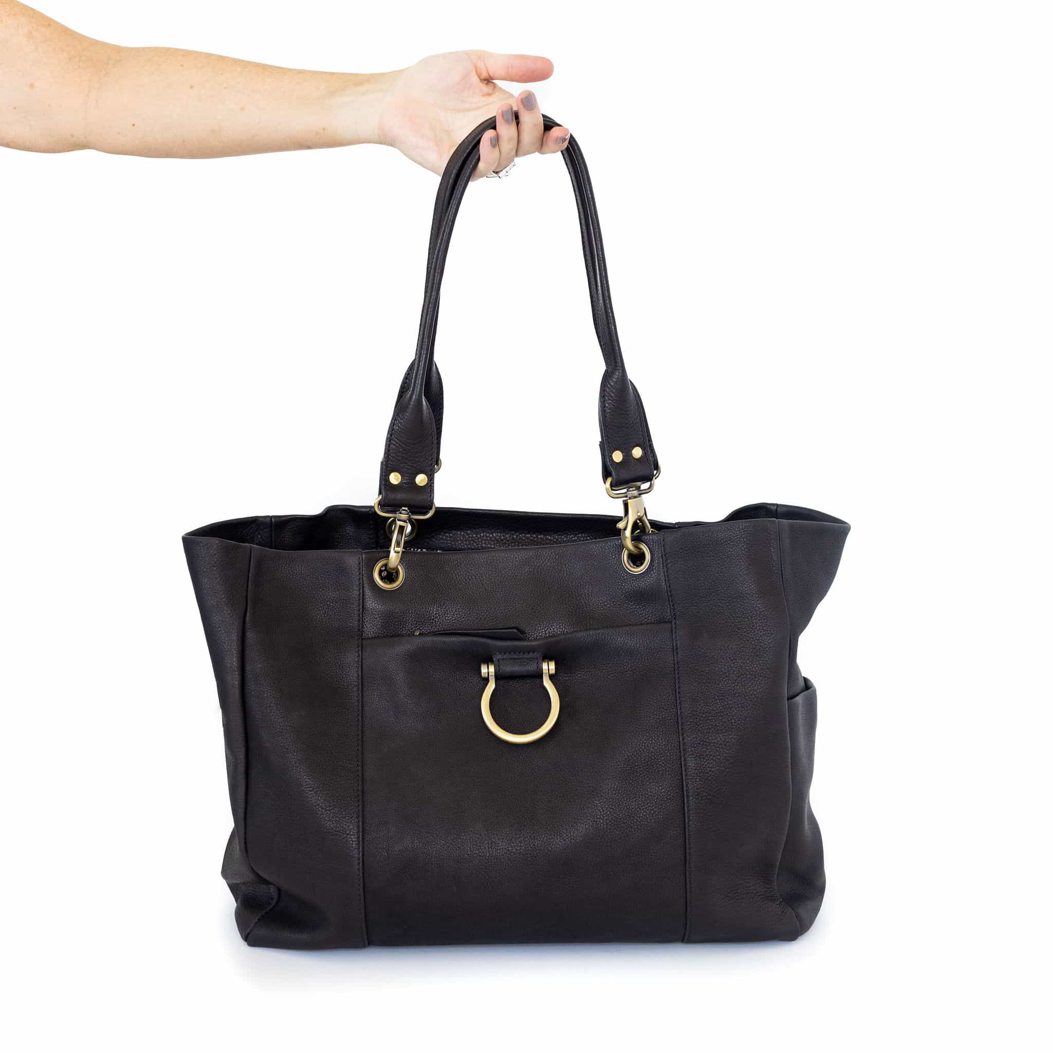 Nora Tote Bag - Black Raw Leather | Sapahn.