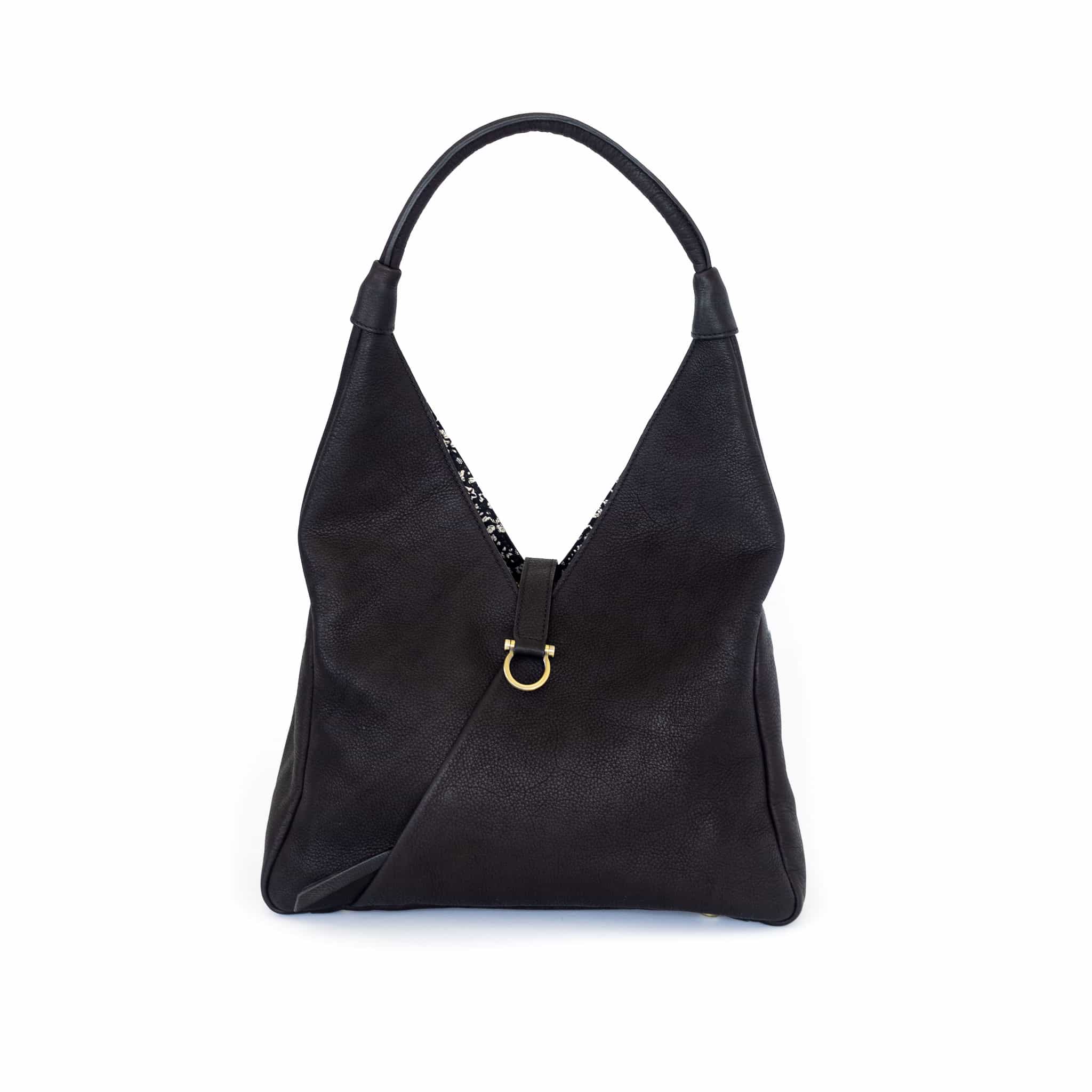 Sasha Shoulder Bag - Black Raw Leather | Sapahn.
