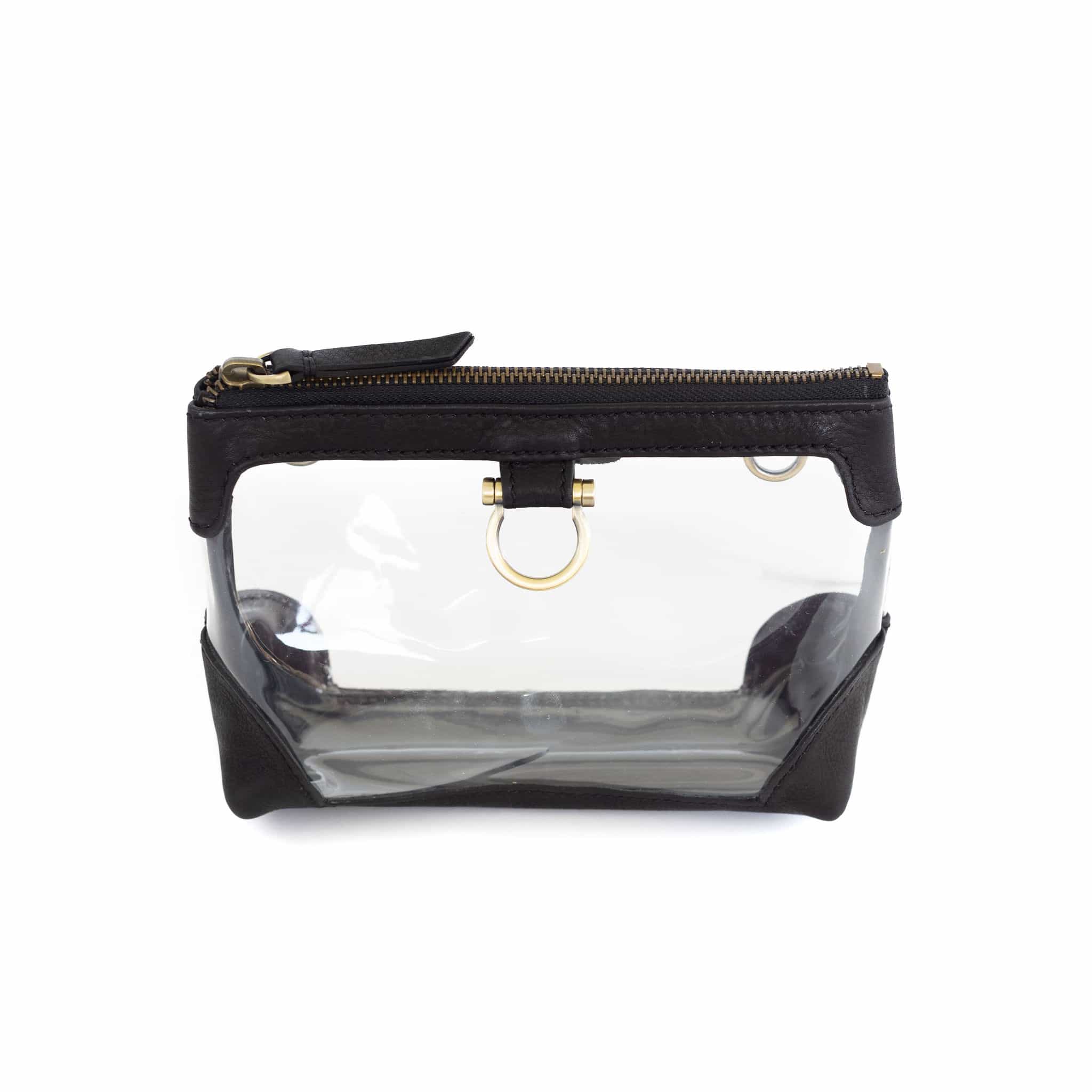 Sharon Mini Clear Crossbody - Black Raw Leather | Sapahn.