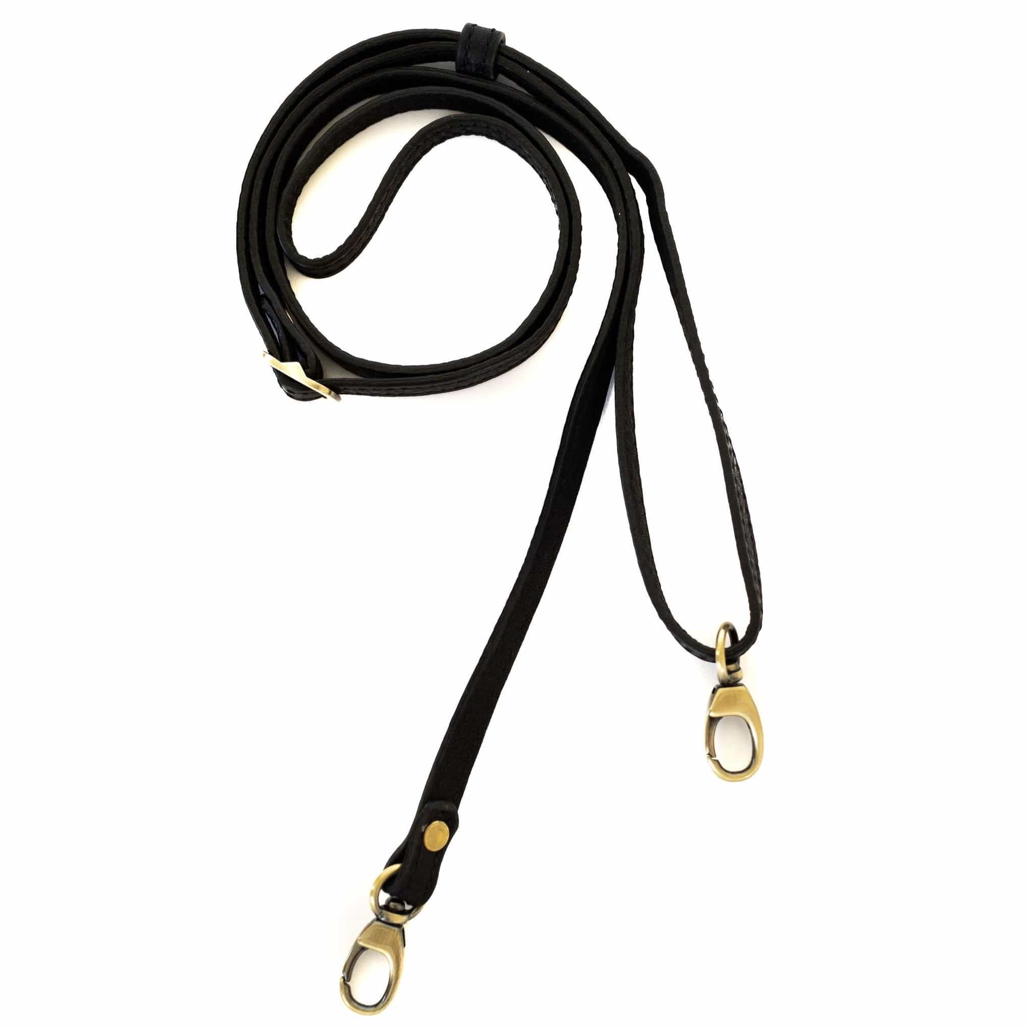 .5 Inch Crossbody Strap - Black Raw Leather | Sapahn.
