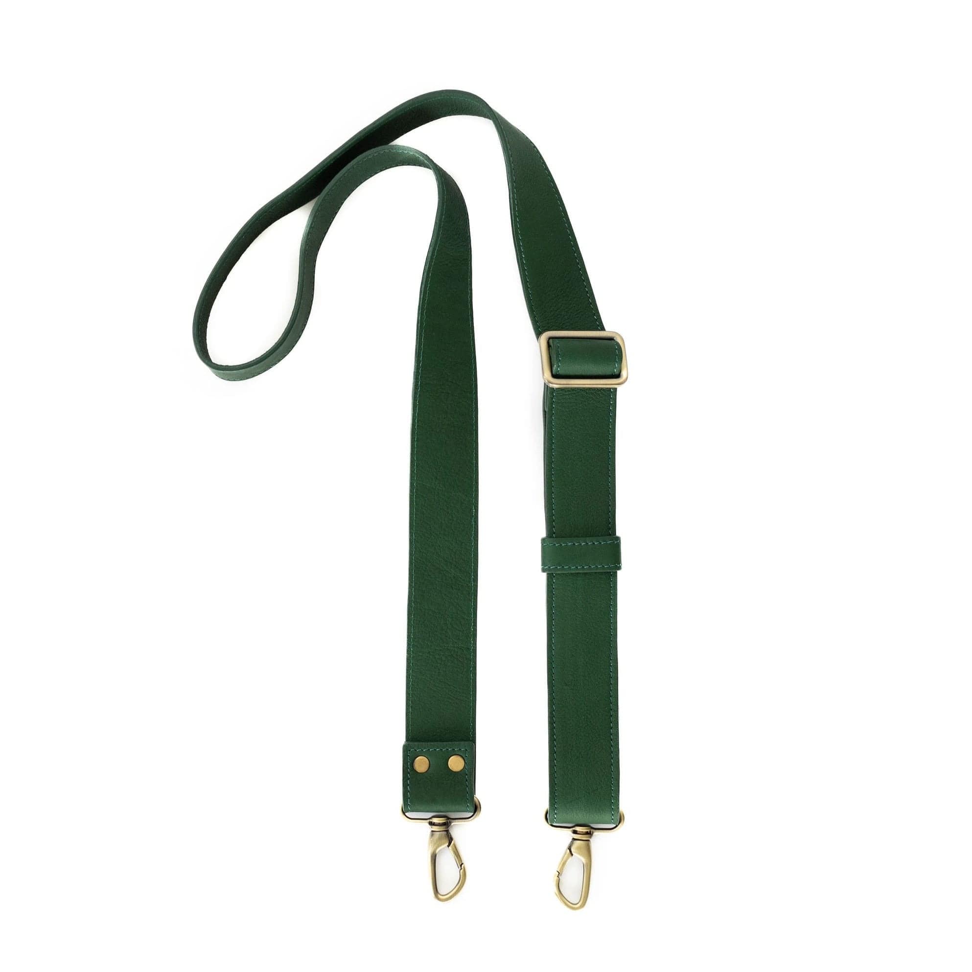 1.5 Inch Crossbody Strap - Kelly Green Raw Leather | Sapahn.