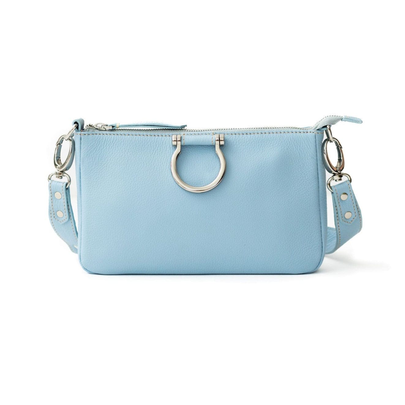 Ada Crossbody - Silver Sky Blue Oil Leather | Sapahn.