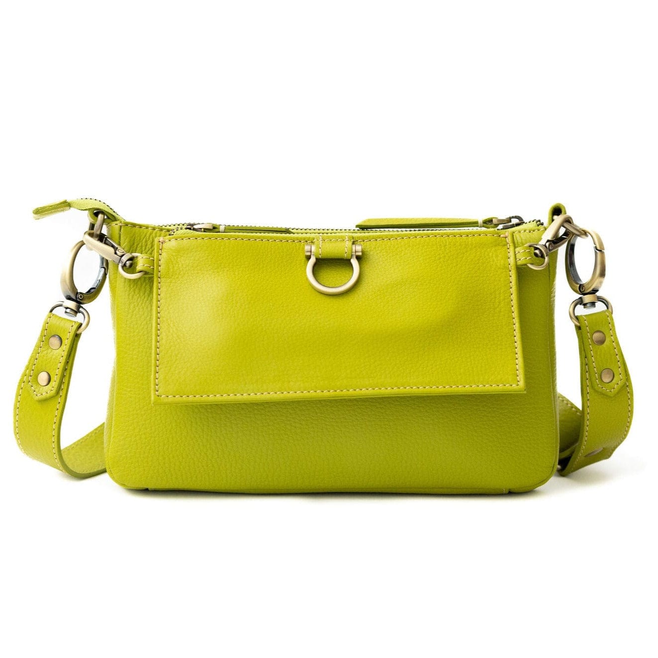 AE Crossbody Wristlet Wallet - Lime Oil Leather | Sapahn.