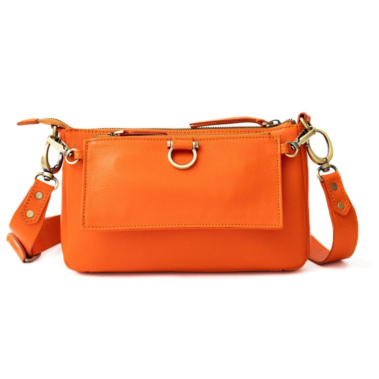 AE Crossbody Wristlet Wallet - Orange Oil Leather | Sapahn.