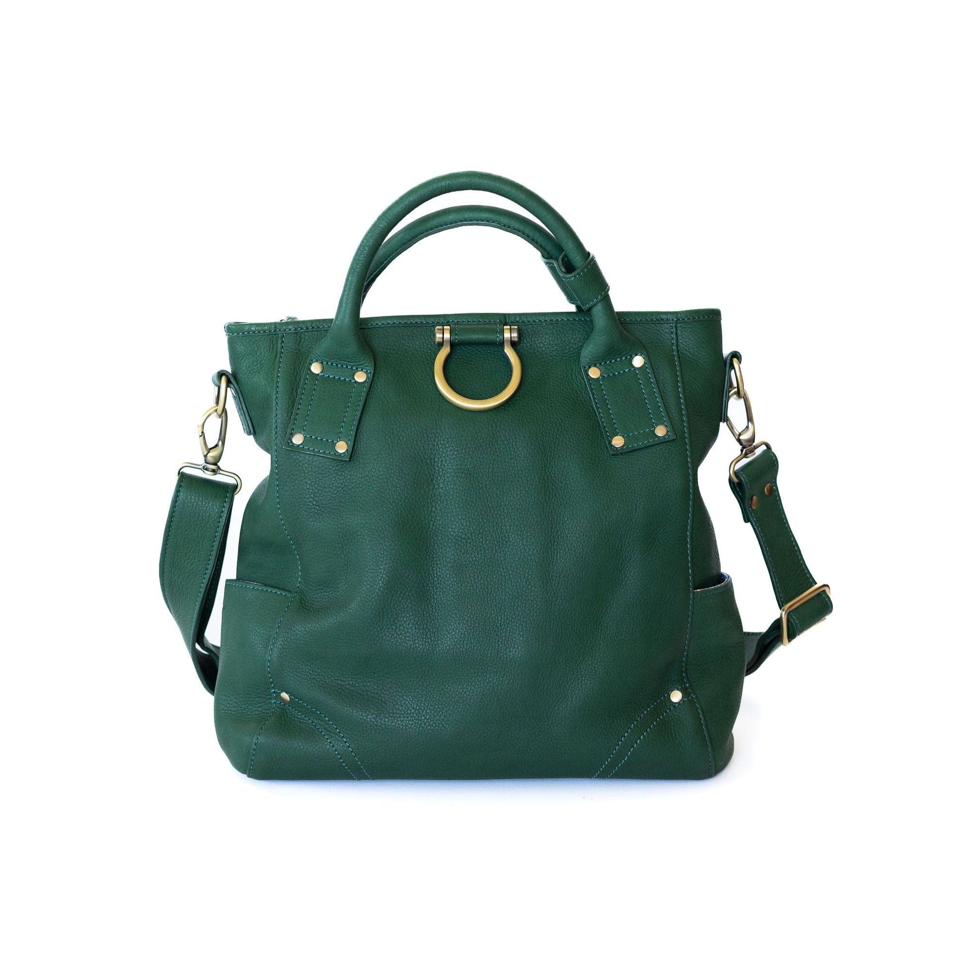 Chloe Convertible Backpack and Crossbody Bag - Kelly Green Raw Leather | Sapahn.