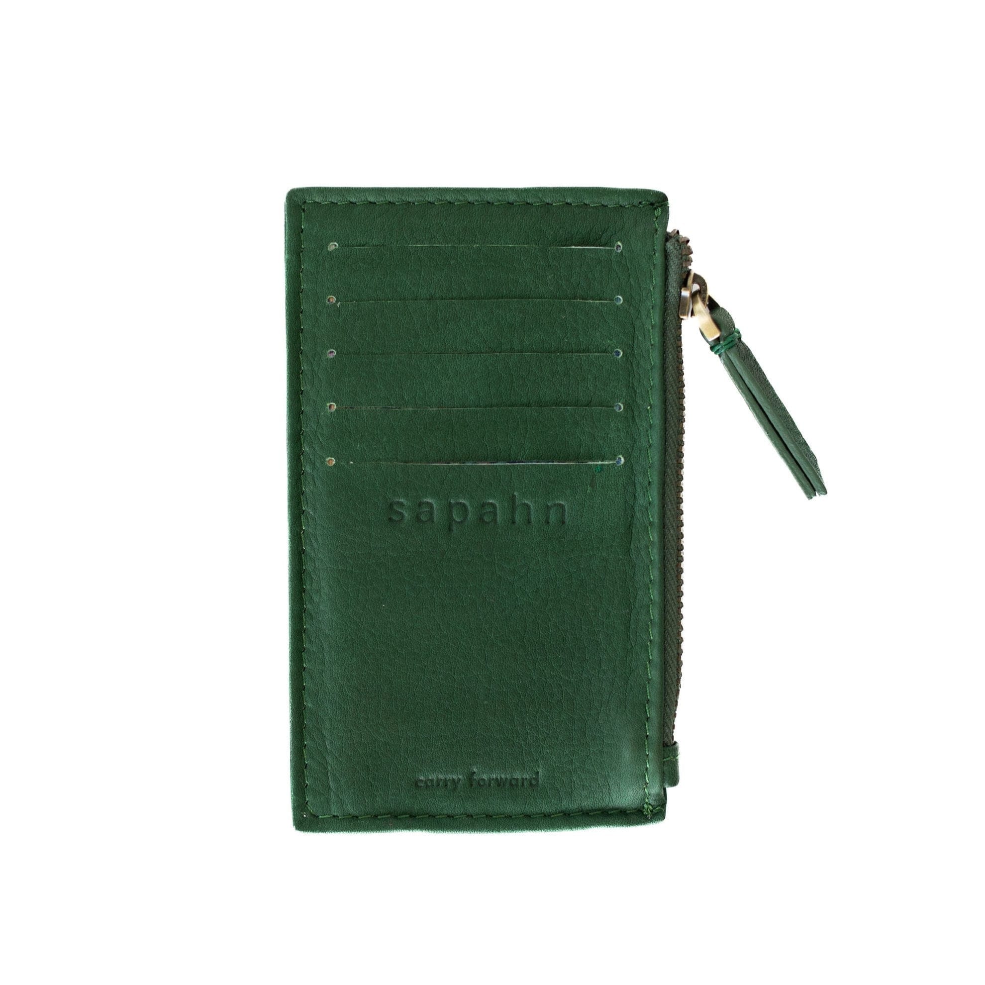 Emma Card Holder - Kelly Green Raw Leather | Sapahn.