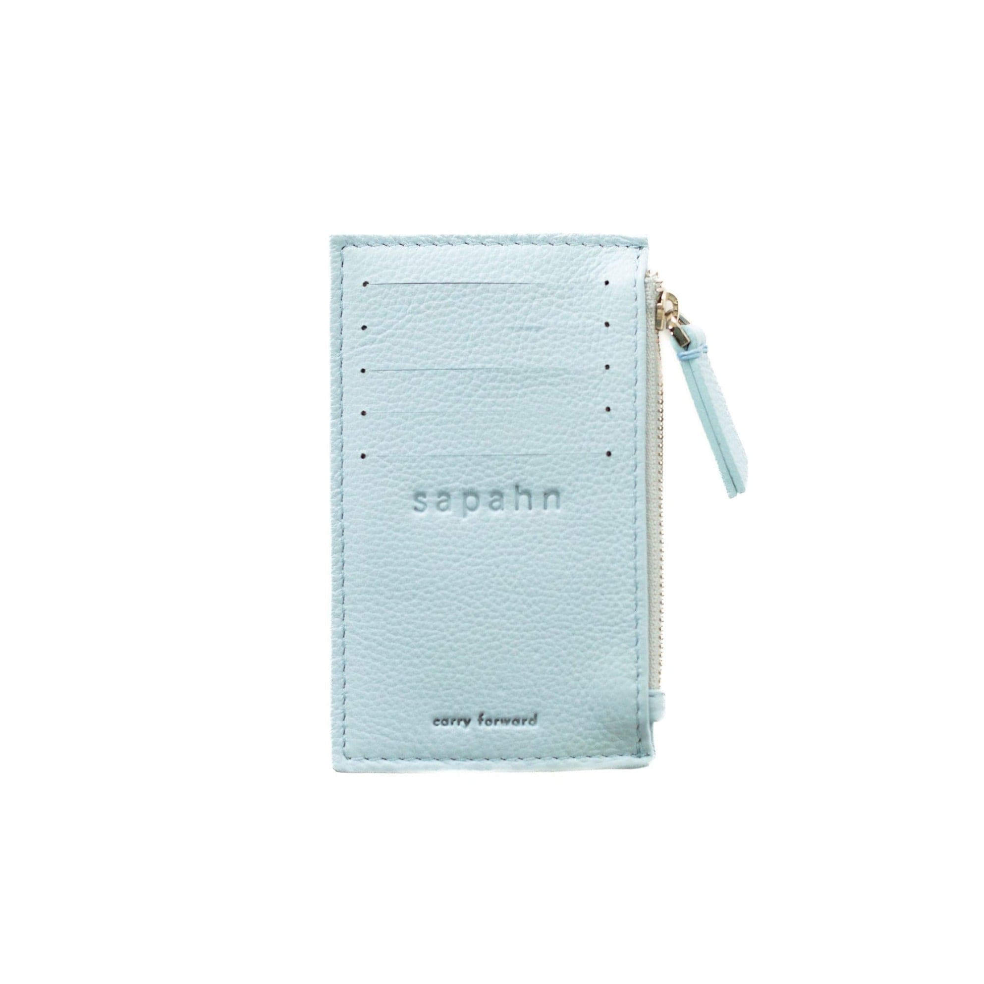 Emma Card Holder - Silver Sky Blue Oil Leather | Sapahn.