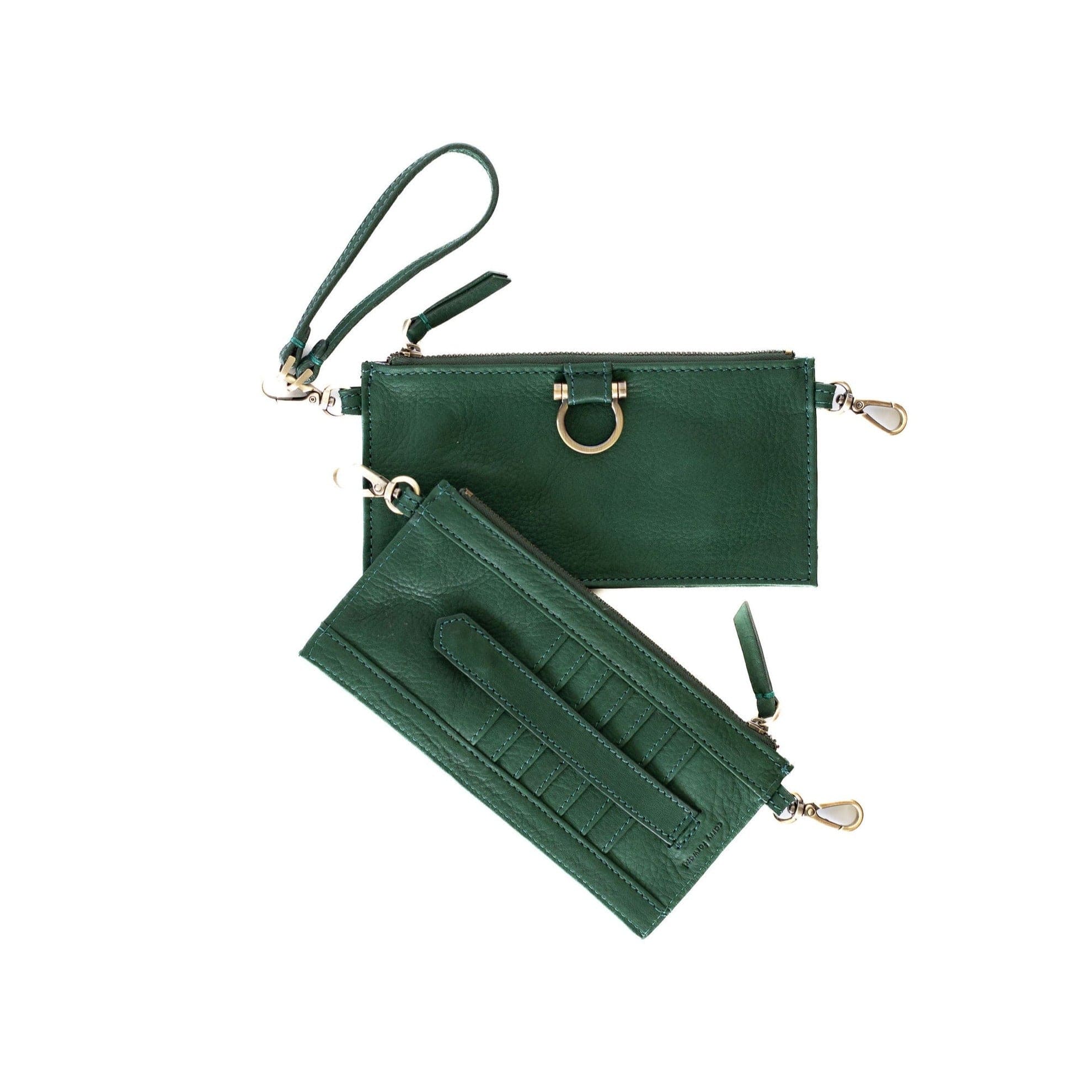 Evelyn Wristlet Wallet - Kelly Green Raw Leather | Sapahn.