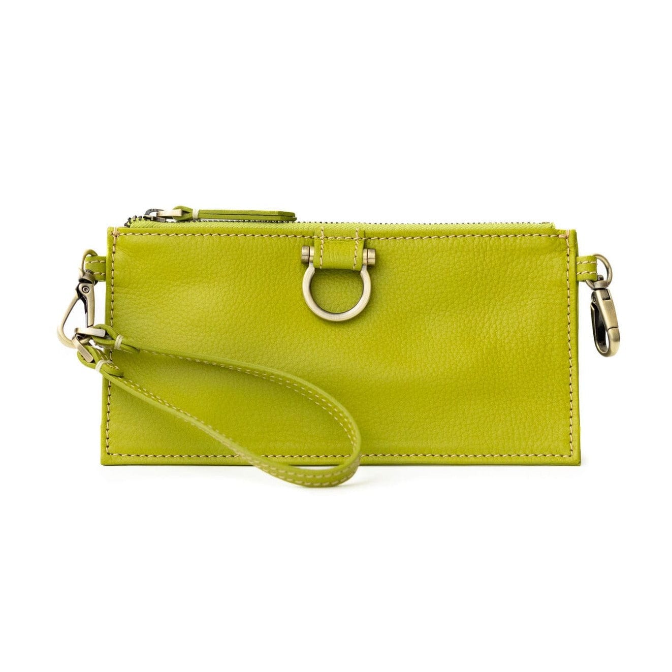 Evelyn Wristlet Wallet - Lime Oil Leather | Sapahn.