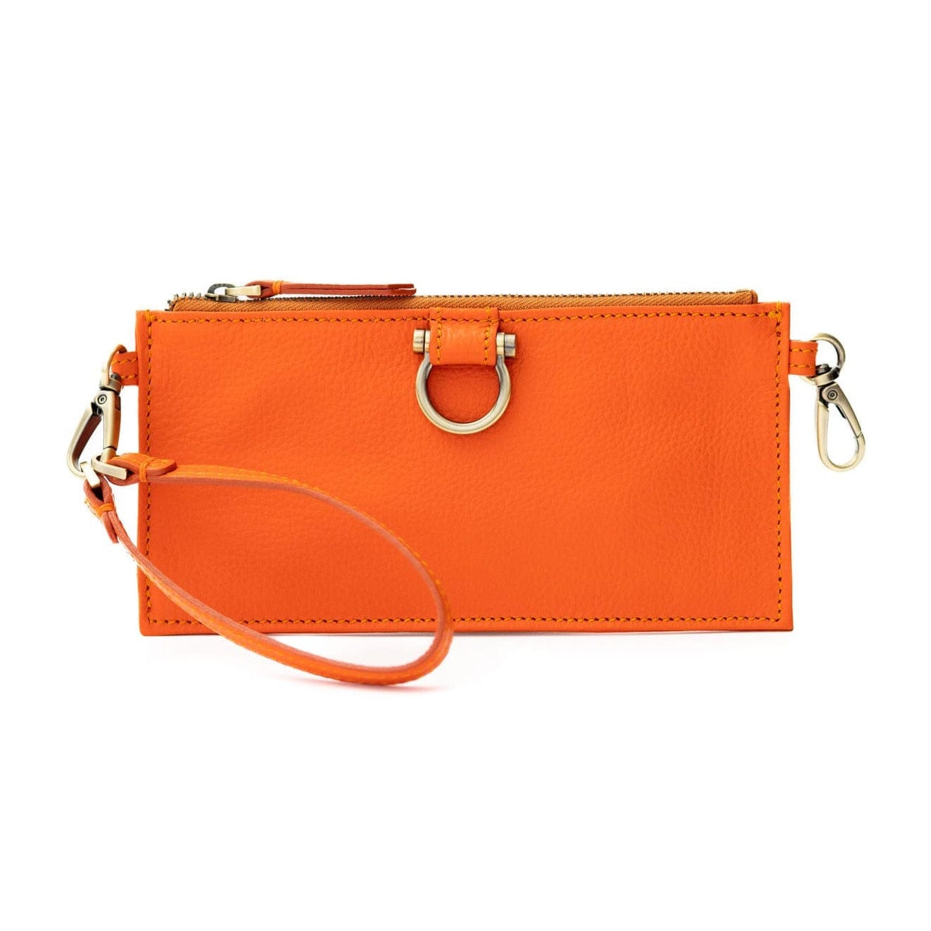 Evelyn Wristlet Wallet - Orange Oil Leather | Sapahn.