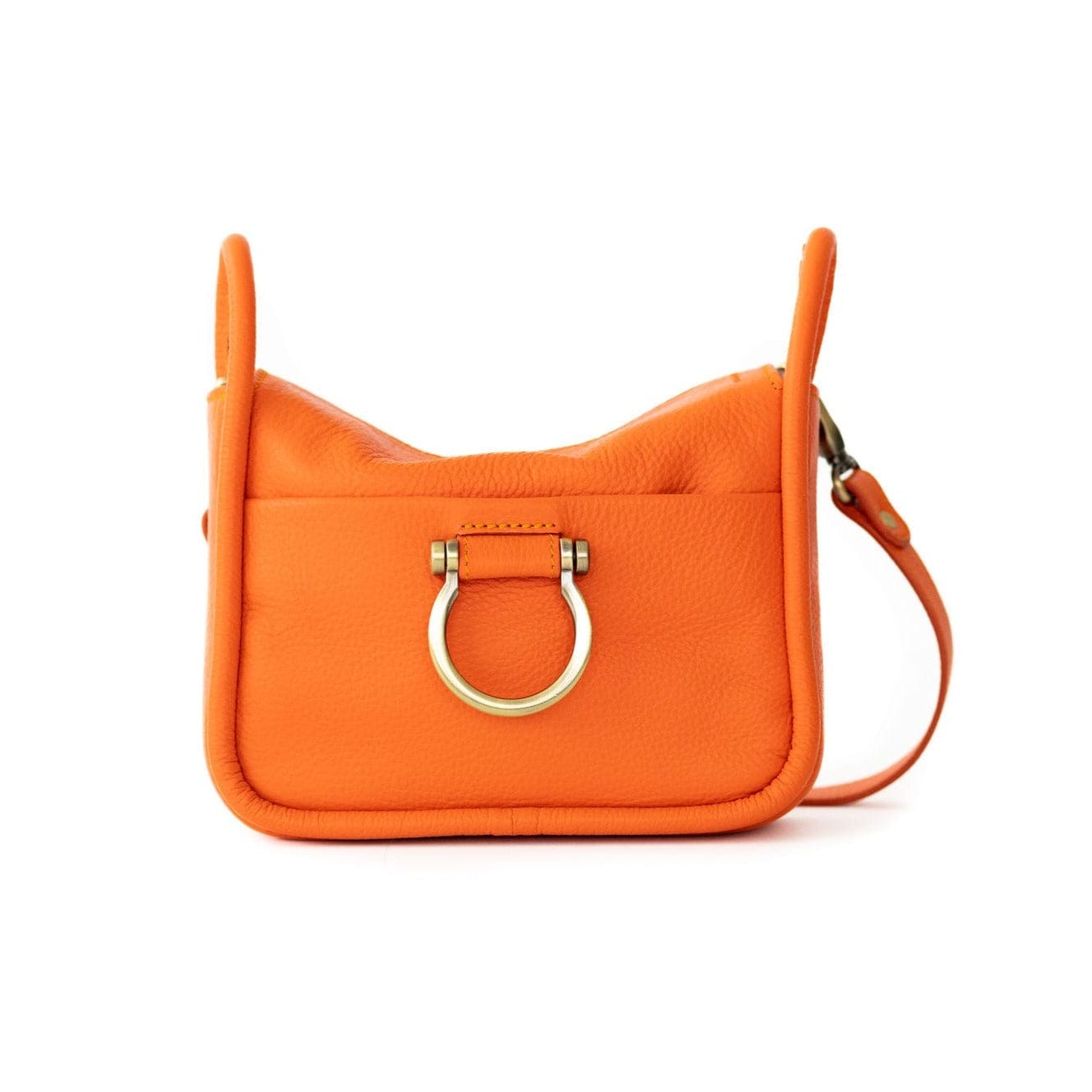 Frida Mini Shoulder Bag - Orange Oil Leather | Sapahn.