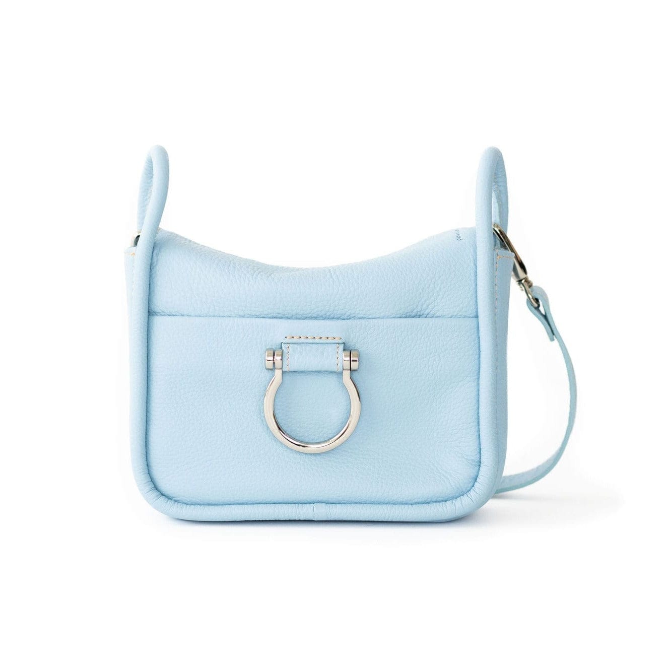 Frida Mini Shoulder Bag - Silver Sky Blue Oil Leather | Sapahn.