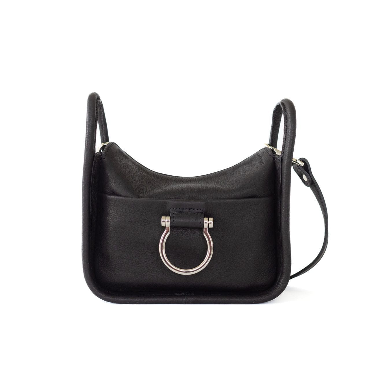 Frida Mini Shoulder Bag - Silver Black Raw Leather | Sapahn.