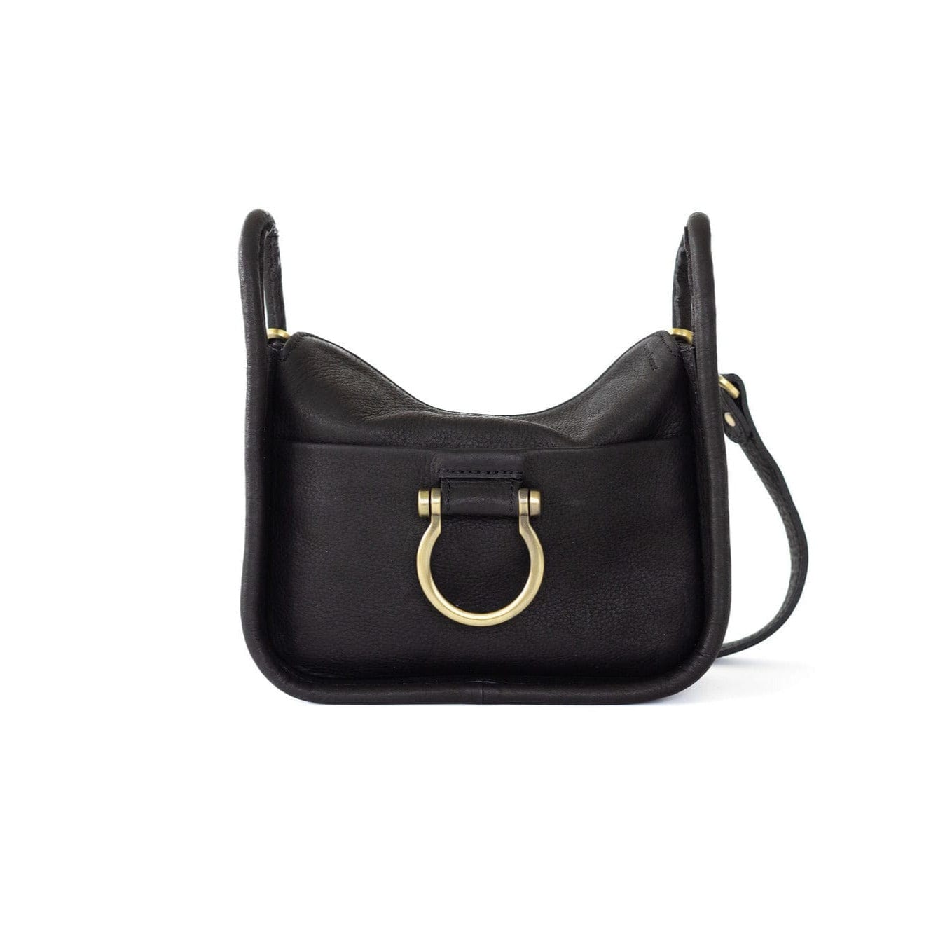 Frida Mini Shoulder Bag - Black Raw Leather | Sapahn.