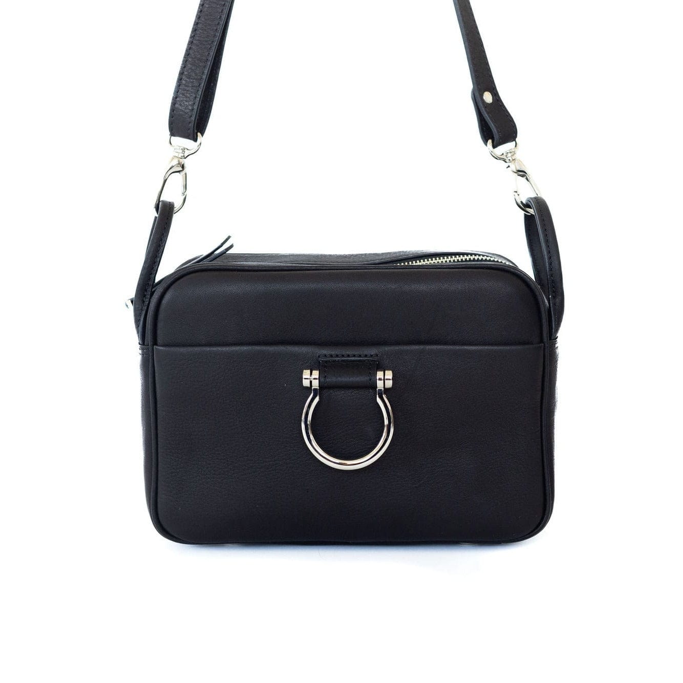 Jori Crossbody - Silver Black Raw Leather | Sapahn.