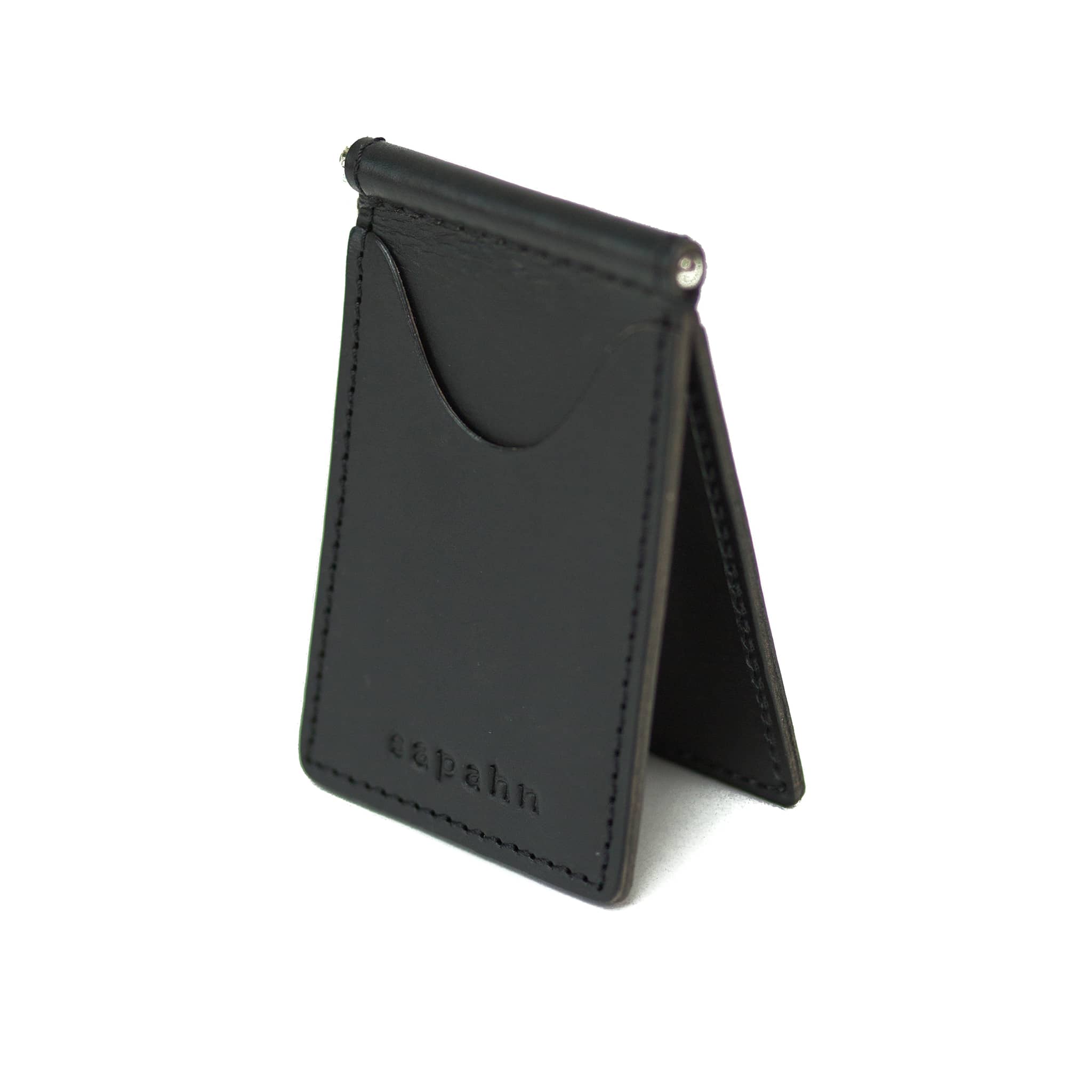 Dale Money Clip - Black Raw Leather | Sapahn.