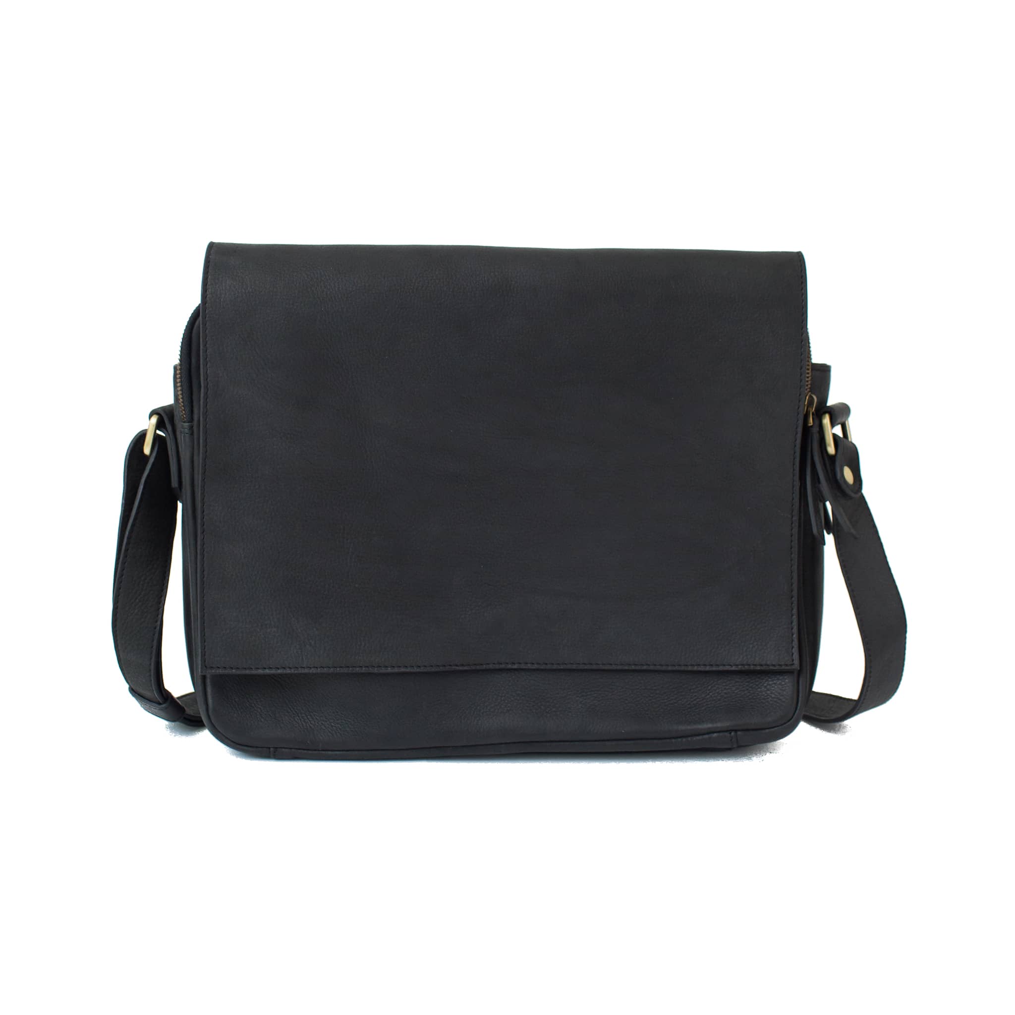 Ford Messenger Bag - Black Raw Leather | Sapahn.