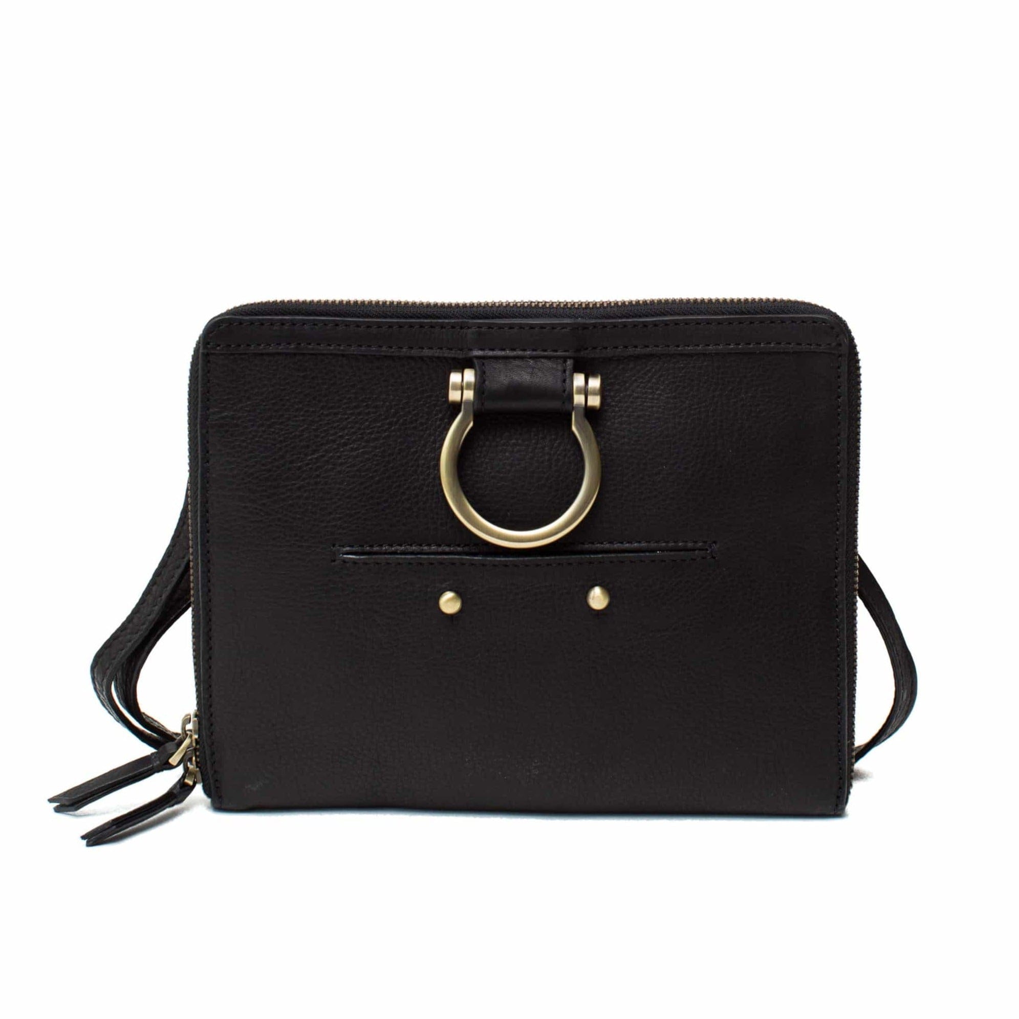 M Mini Crossbody - Black Raw Leather | Sapahn.