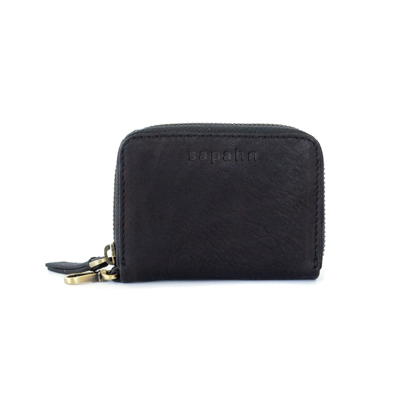 Morrison Accordion Card Holder - Black Raw Leather | Sapahn.