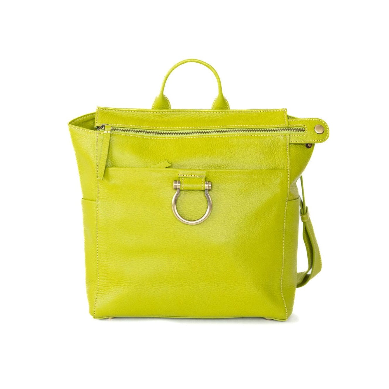 Natasha Mini Convertible Backpack and Crossbody Bag - Lime Oil Leather | Sapahn.