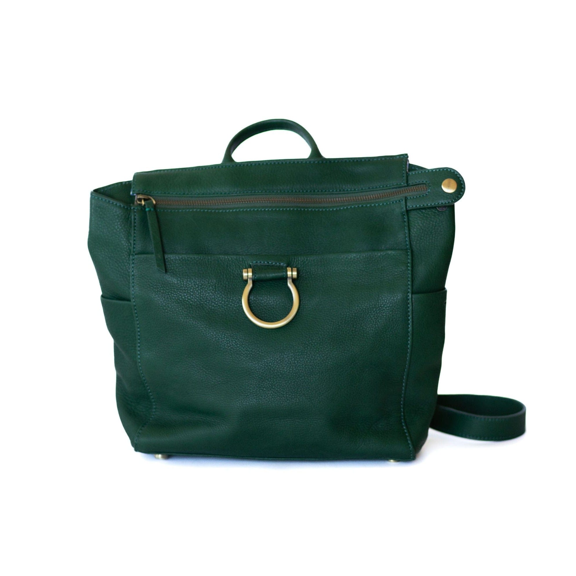 Natasha Mini Convertible Backpack and Crossbody Bag - Kelly Green Raw Leather | Sapahn.