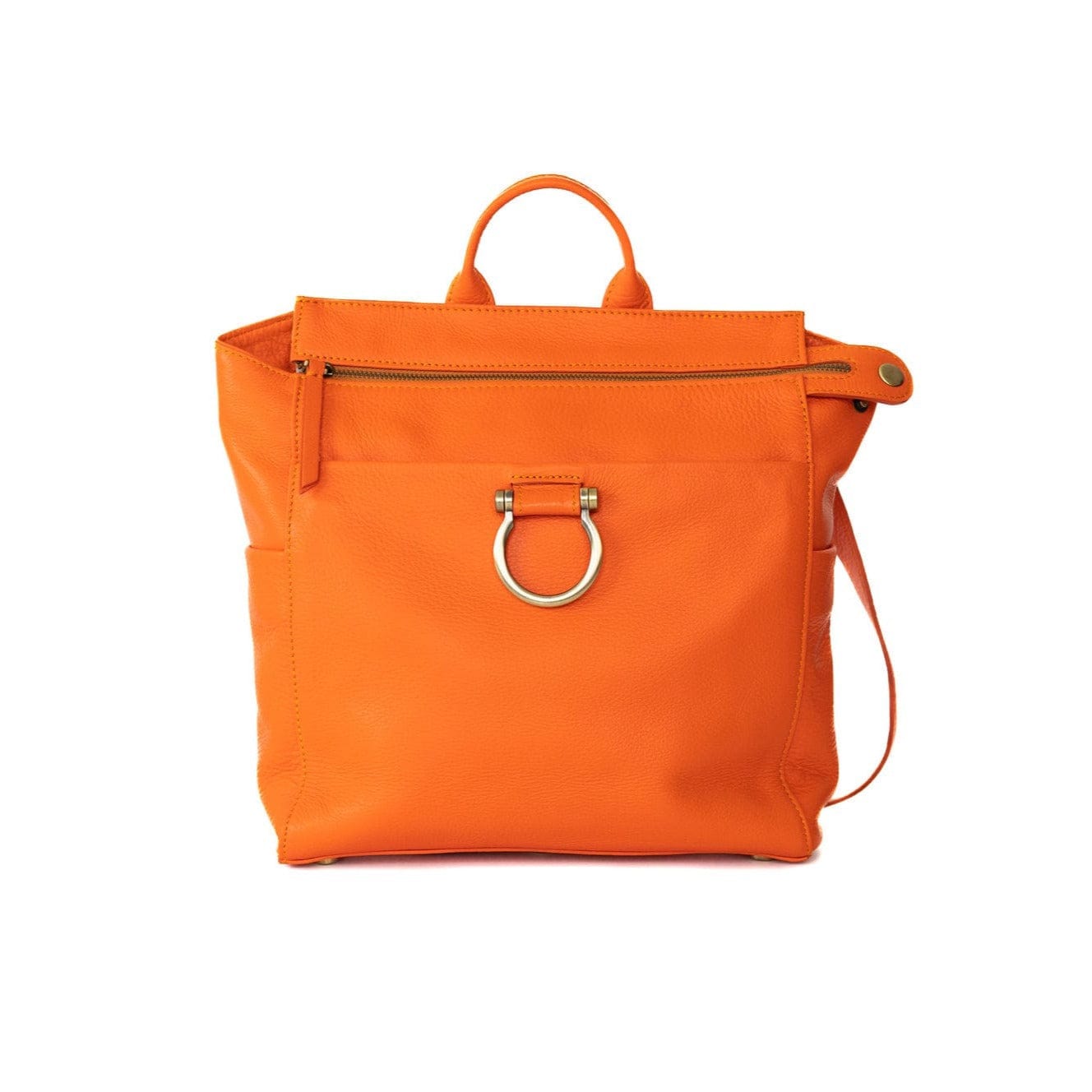 Natasha Mini Convertible Backpack and Crossbody Bag - Orange Oil Leather | Sapahn.