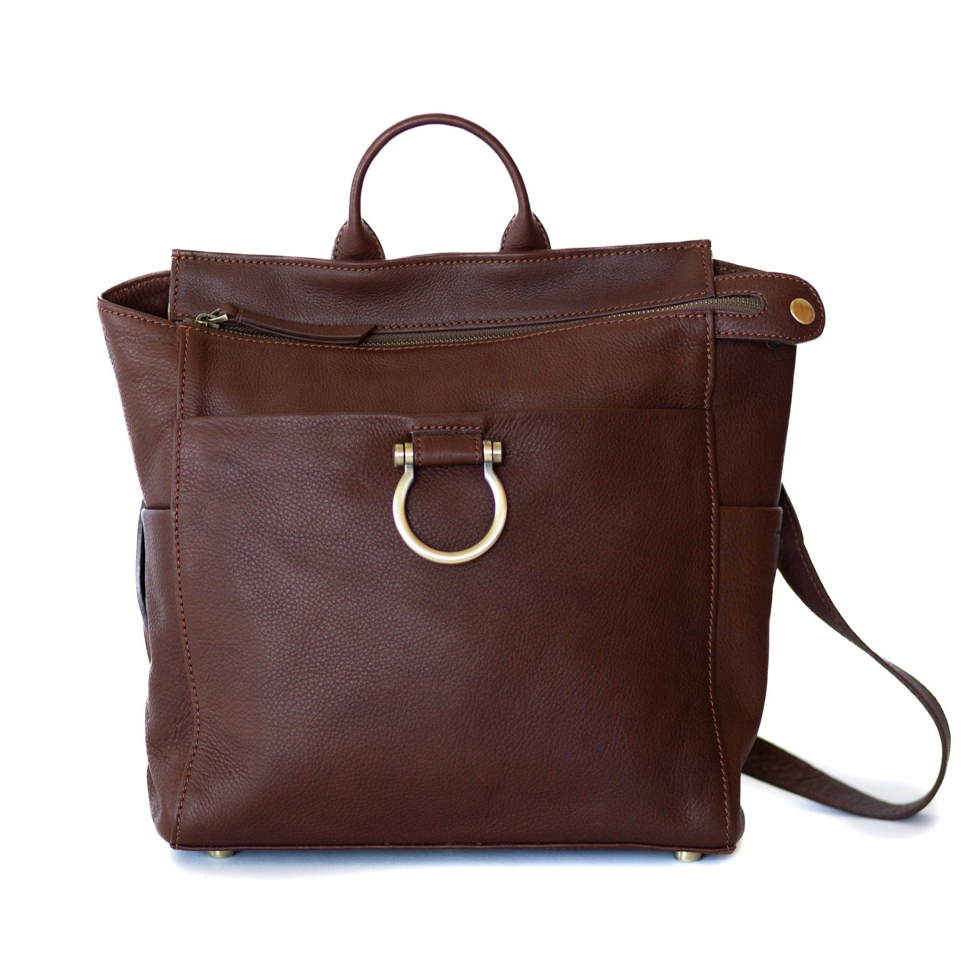 Natasha Mini Convertible Backpack and Crossbody Bag - Walnut Raw Leather | Sapahn.