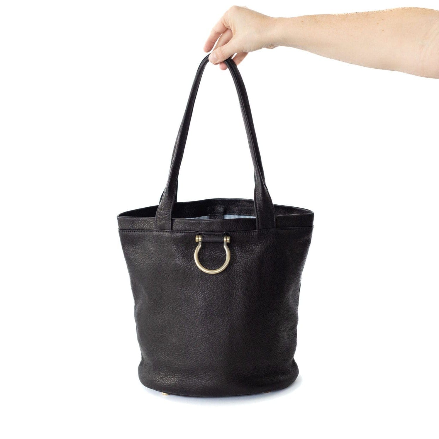 Nettie Shopper Tote - Black Raw Leather | Sapahn.