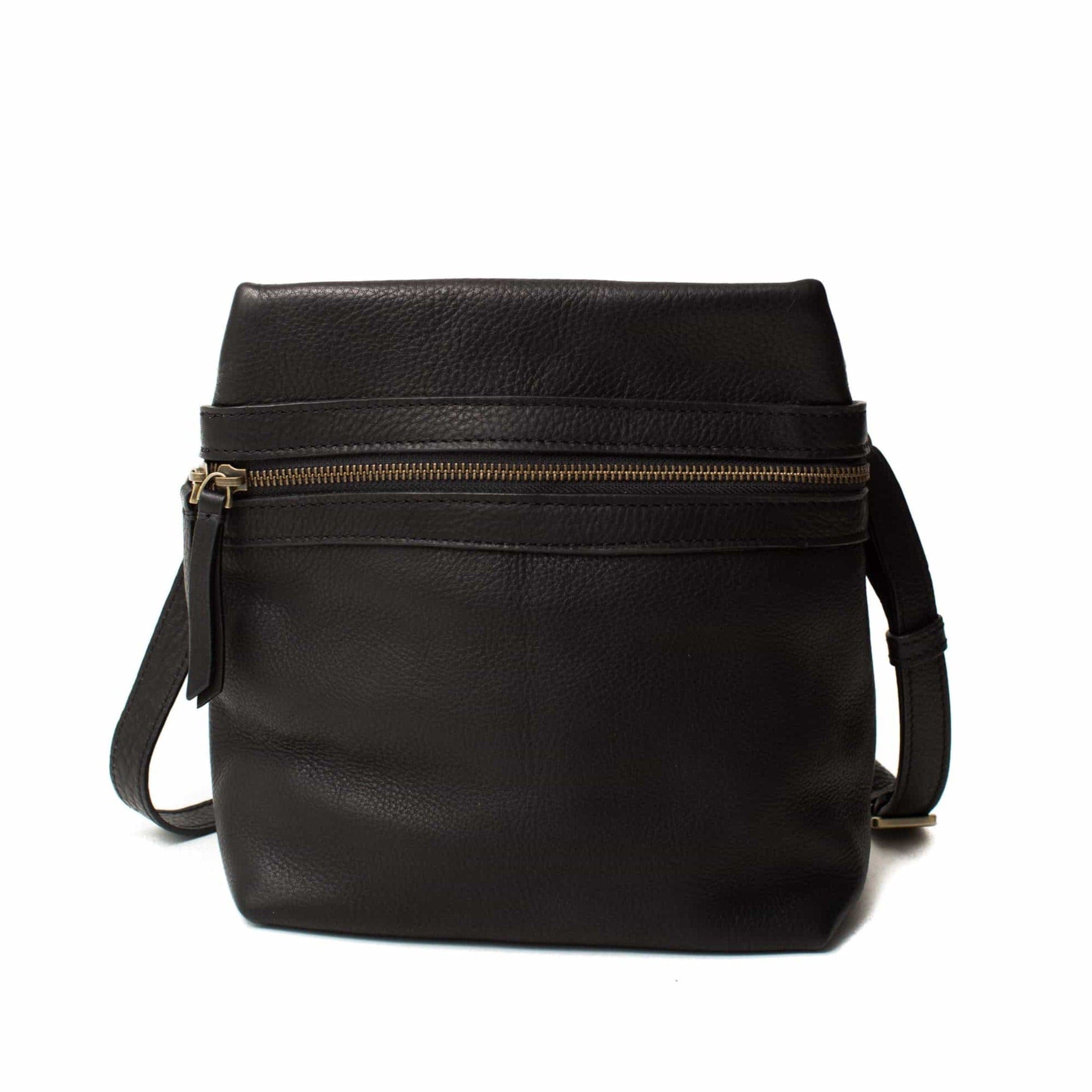 Pepper Convertible Backpack and Crossbody Bag - Black Raw Leather | Sapahn.
