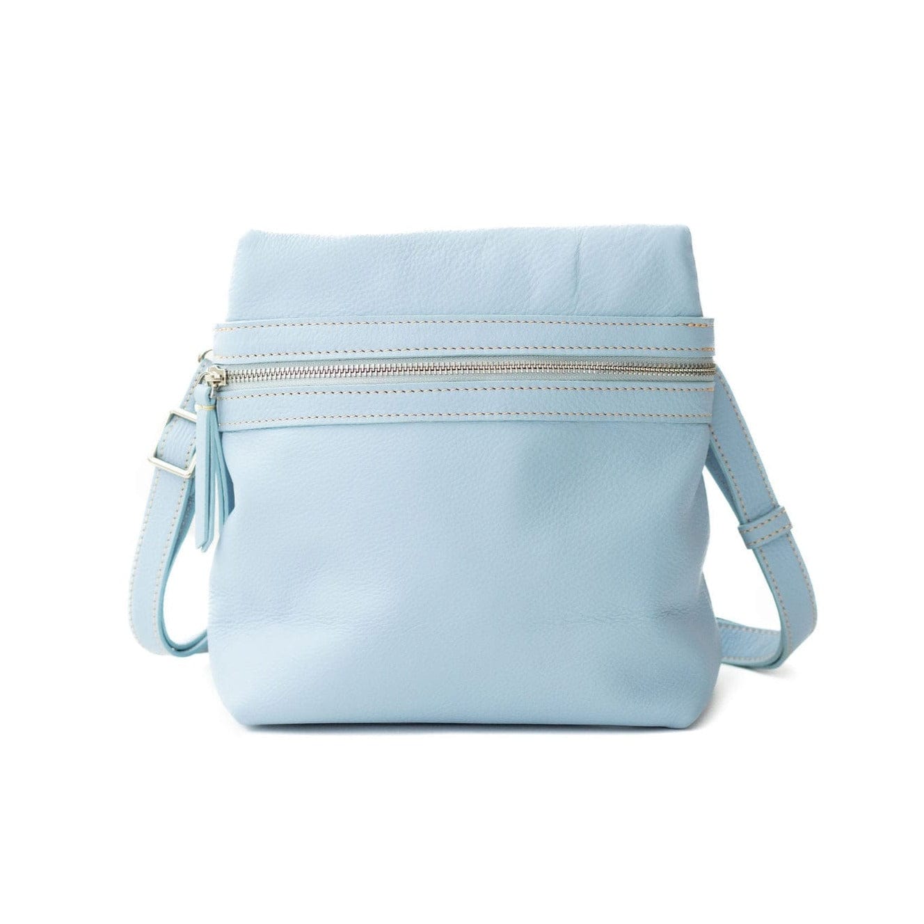 Pepper Convertible Backpack and Crossbody Bag - Silver Sky Blue Oil Leather | Sapahn.