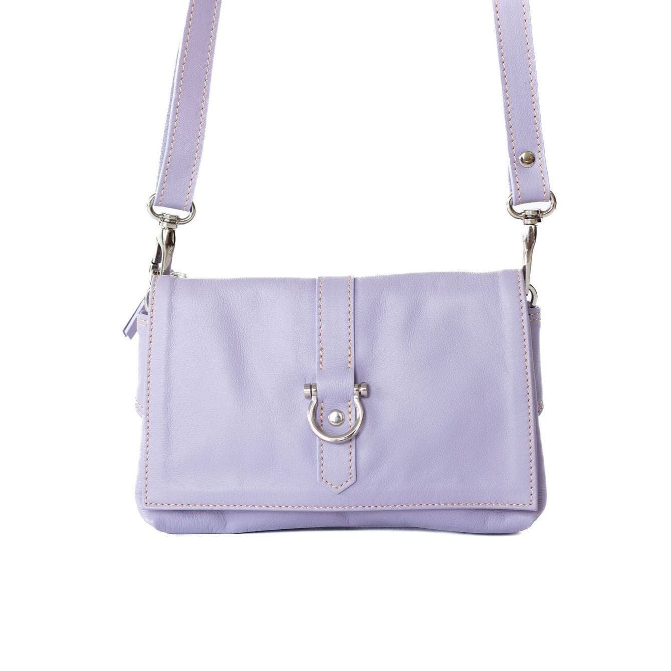 Sarah Ann Crossbody Belt Bag - Silver Periwinkle Oil Leather | Sapahn.