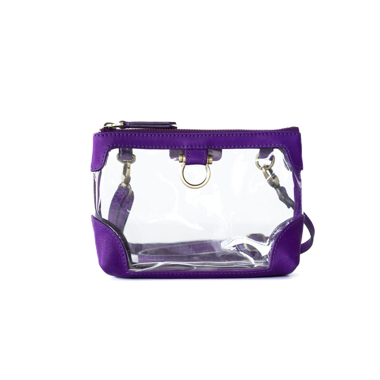 Sharon Mini Clear Crossbody - Purple Raw Leather | Sapahn.