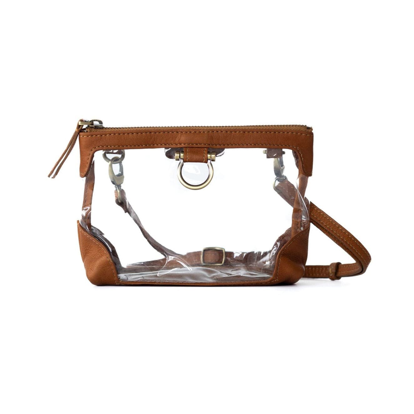 Sharon Mini Clear Crossbody - Whisky Raw Leather | Sapahn.