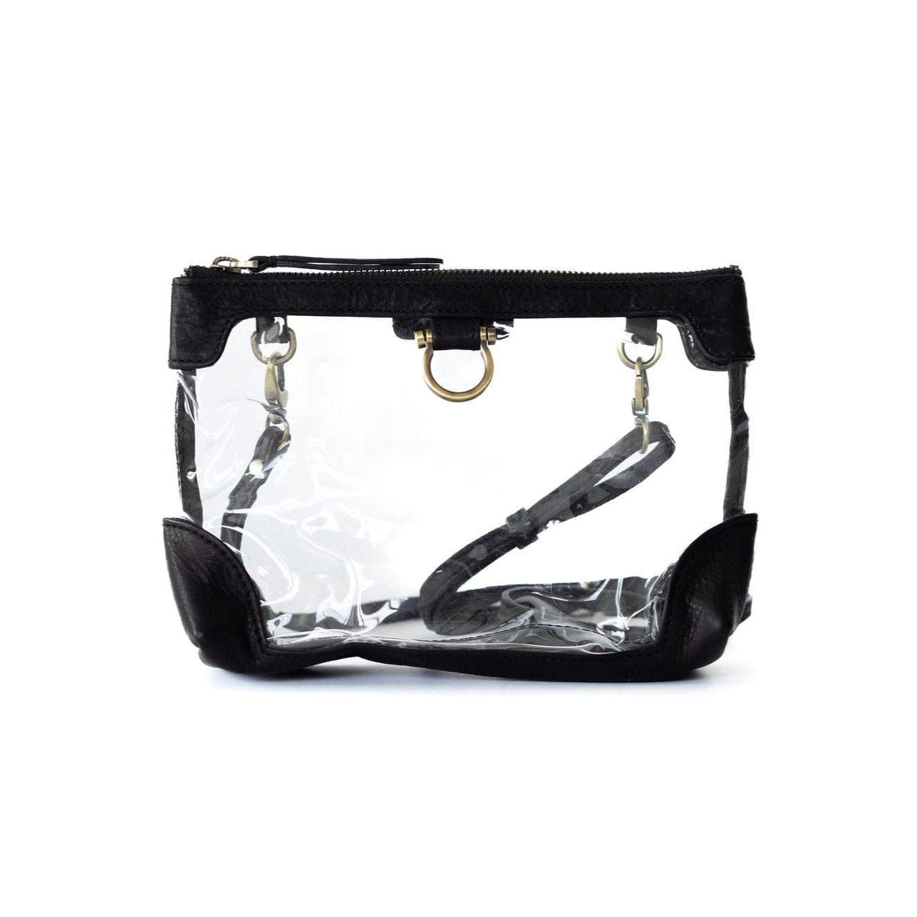 Sharon Clear Crossbody - Black Raw Leather | Sapahn.