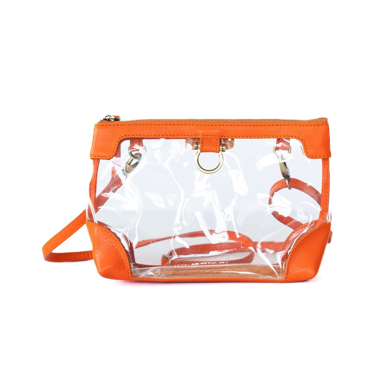 Sharon Clear Crossbody - Orange Oil Leather | Sapahn.