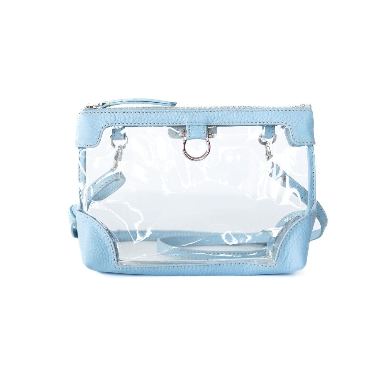 Sharon Clear Crossbody - Silver Sky Blue Oil Leather | Sapahn.