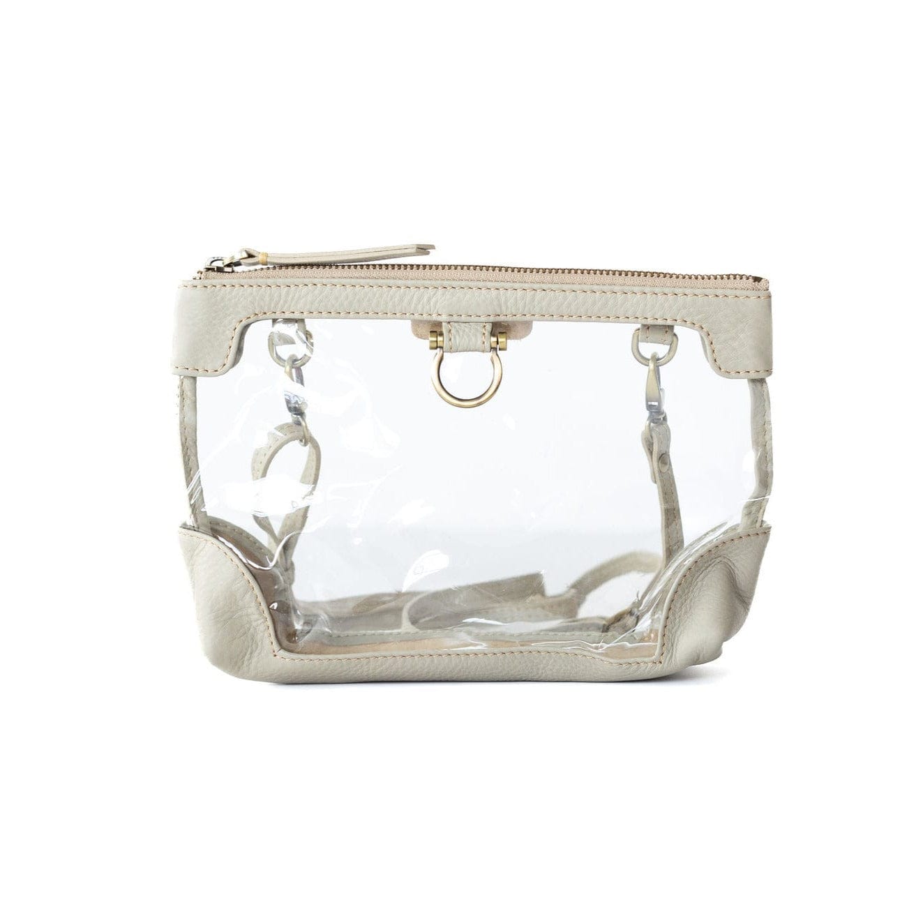 Sharon Clear Crossbody - Khaki Oil Leather | Sapahn.