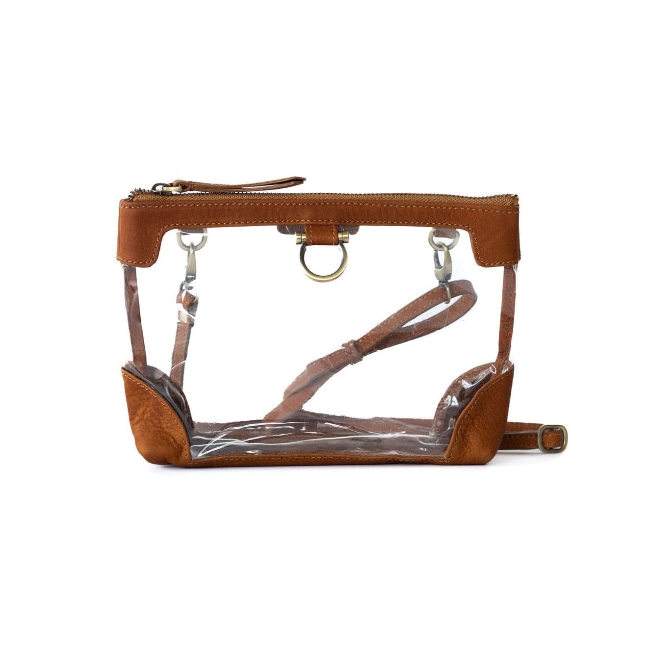 Sharon Clear Crossbody - Whisky Raw Leather | Sapahn.