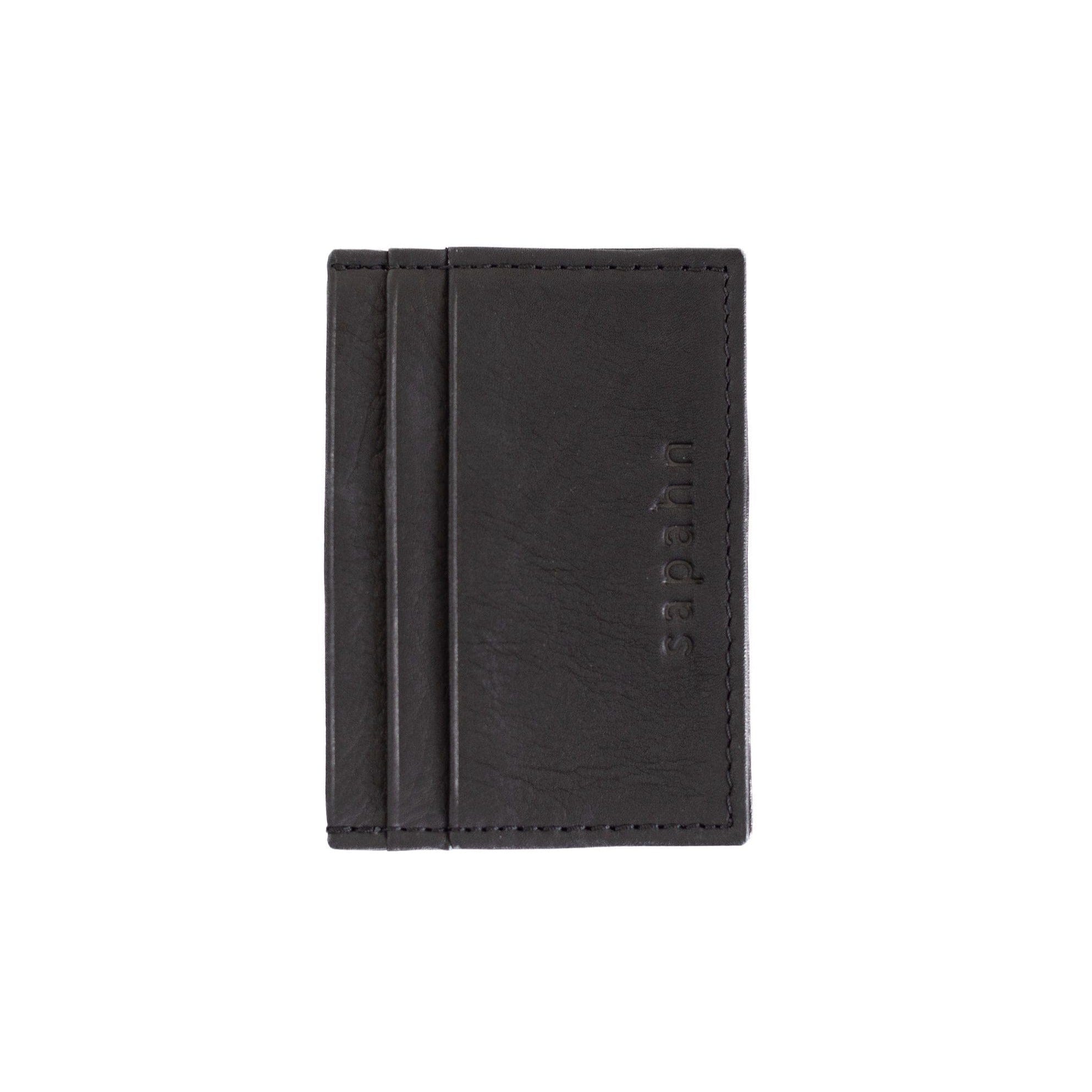 Steph Card Holder - Black Raw Leather | Sapahn.