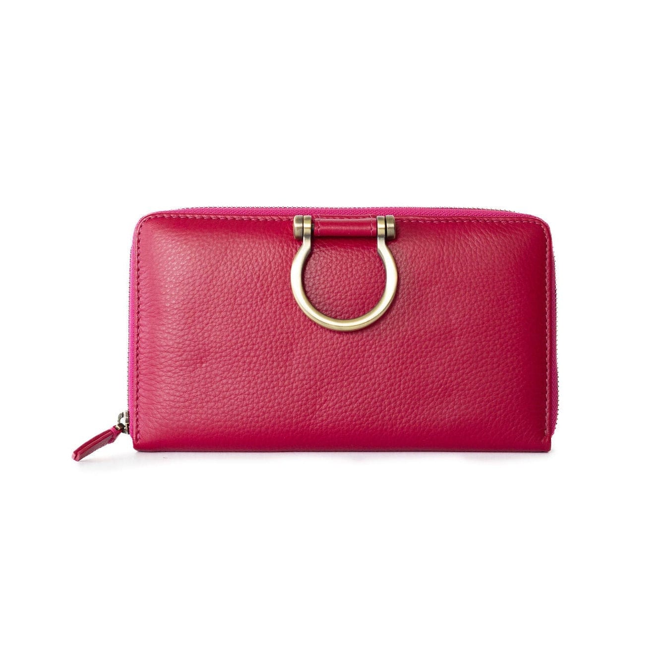 Winnie Jo XL Wallet and Crossbody - Ruby Pink Oil Leather | Sapahn.